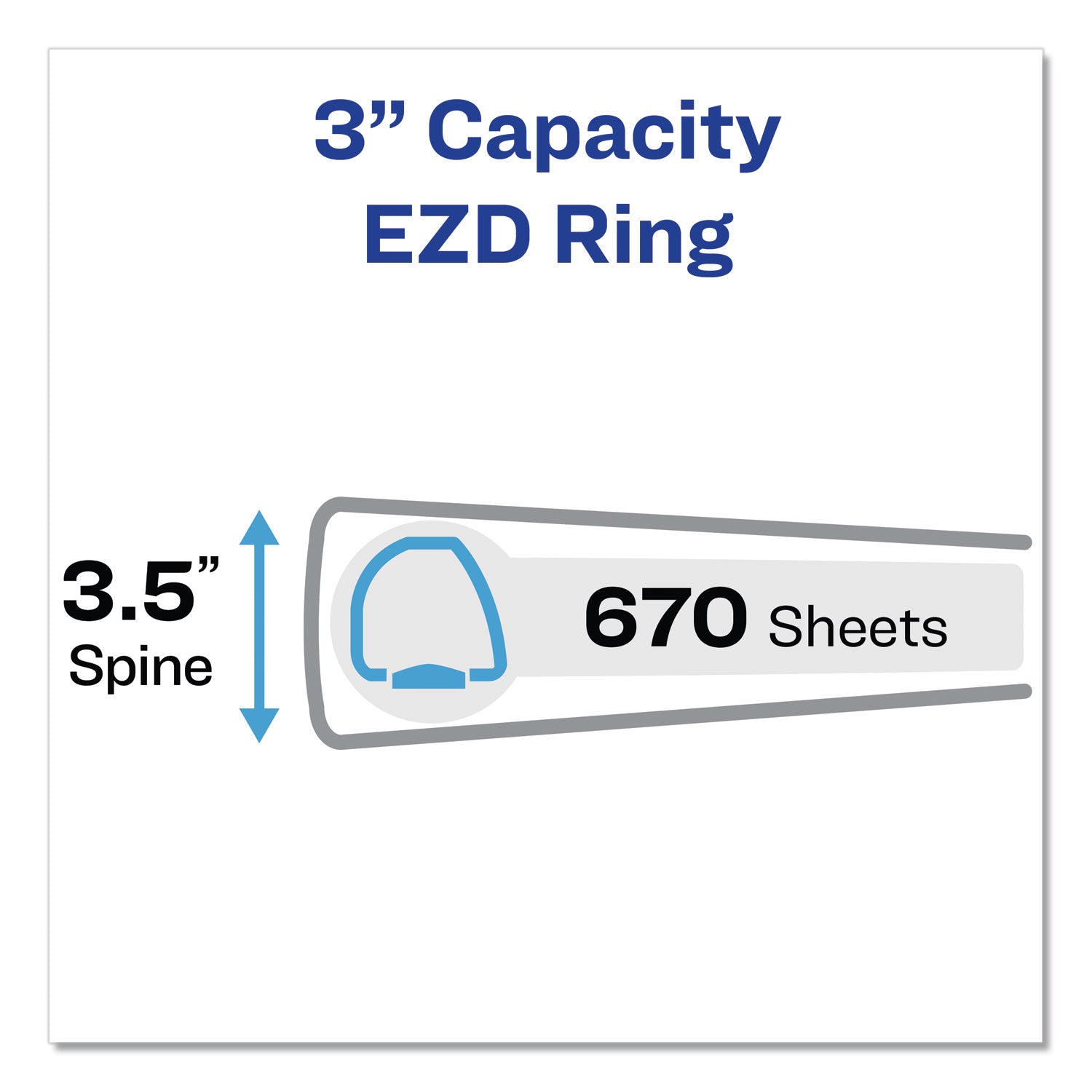 Durable Non-View Binder with DuraHinge and EZD Rings, 3 Rings, 3" Capacity, 11 x 8.5, Black, (8702) -