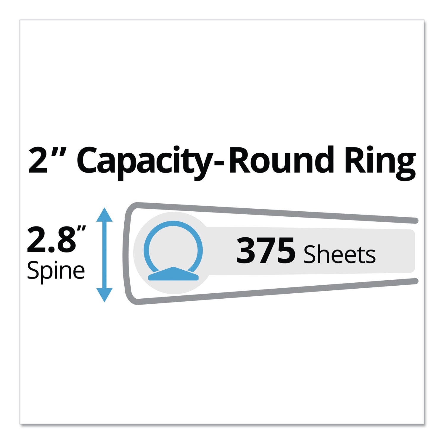 Mini Size Durable Non-View Binder with Round Rings, 3 Rings, 2" Capacity, 8.5 x 5.5, Black -
