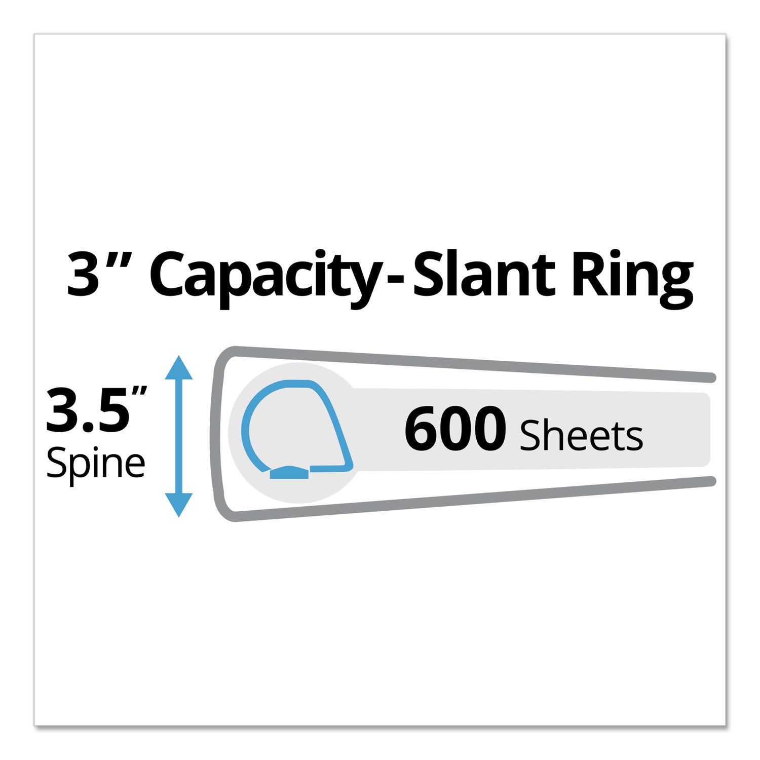 Durable Non-View Binder with DuraHinge and Slant Rings, 3 Rings, 3" Capacity, 11 x 8.5, Blue -