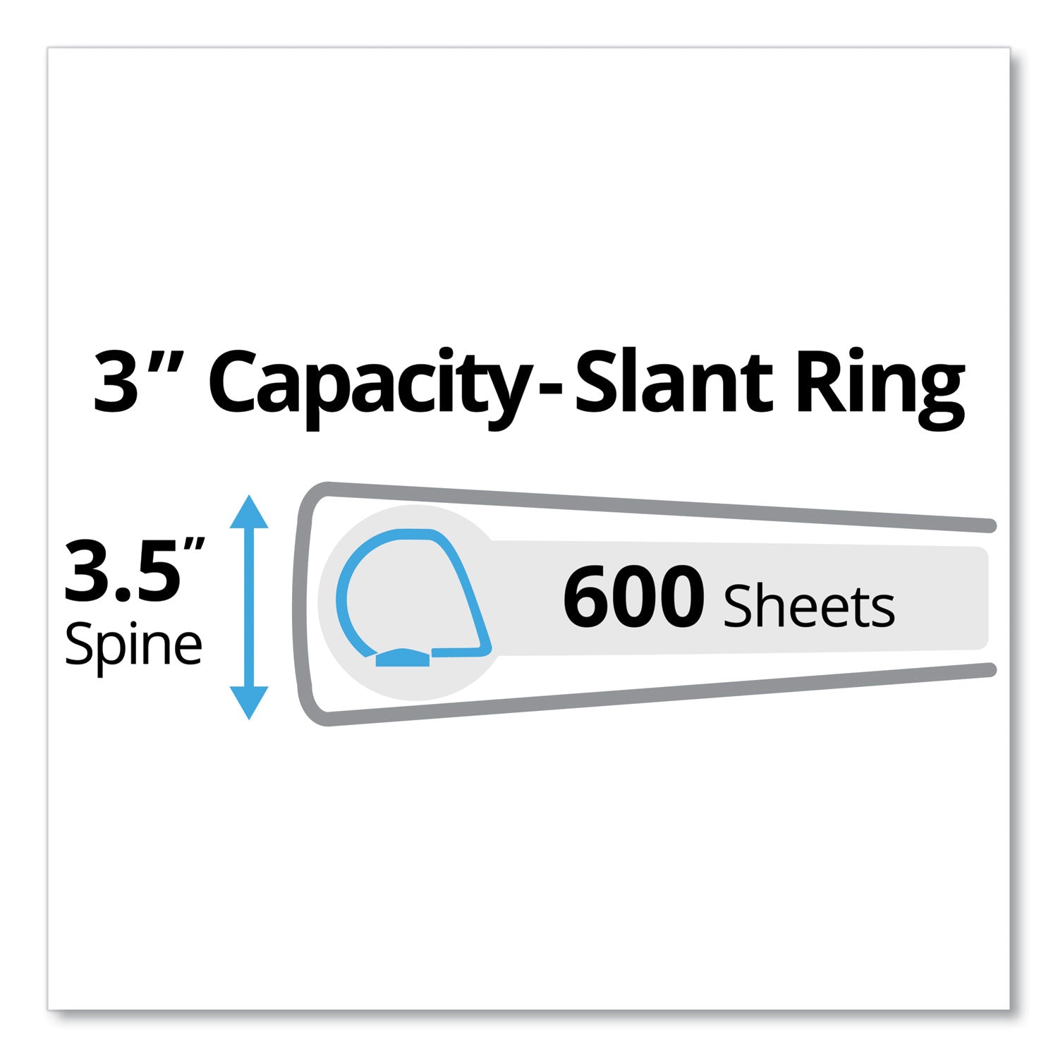 Durable Non-View Binder with DuraHinge and Slant Rings, 3 Rings, 3" Capacity, 11 x 8.5, Black -