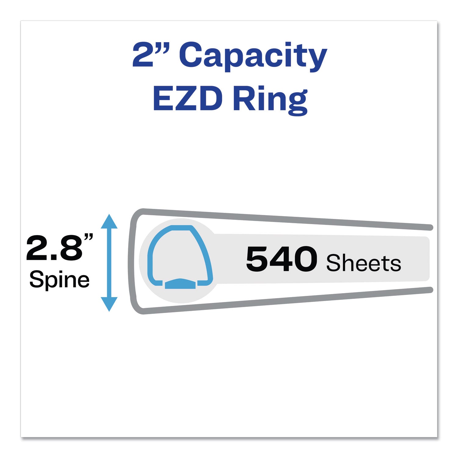Durable Non-View Binder with DuraHinge and EZD Rings, 3 Rings, 2" Capacity, 11 x 8.5, Black, (8502) -