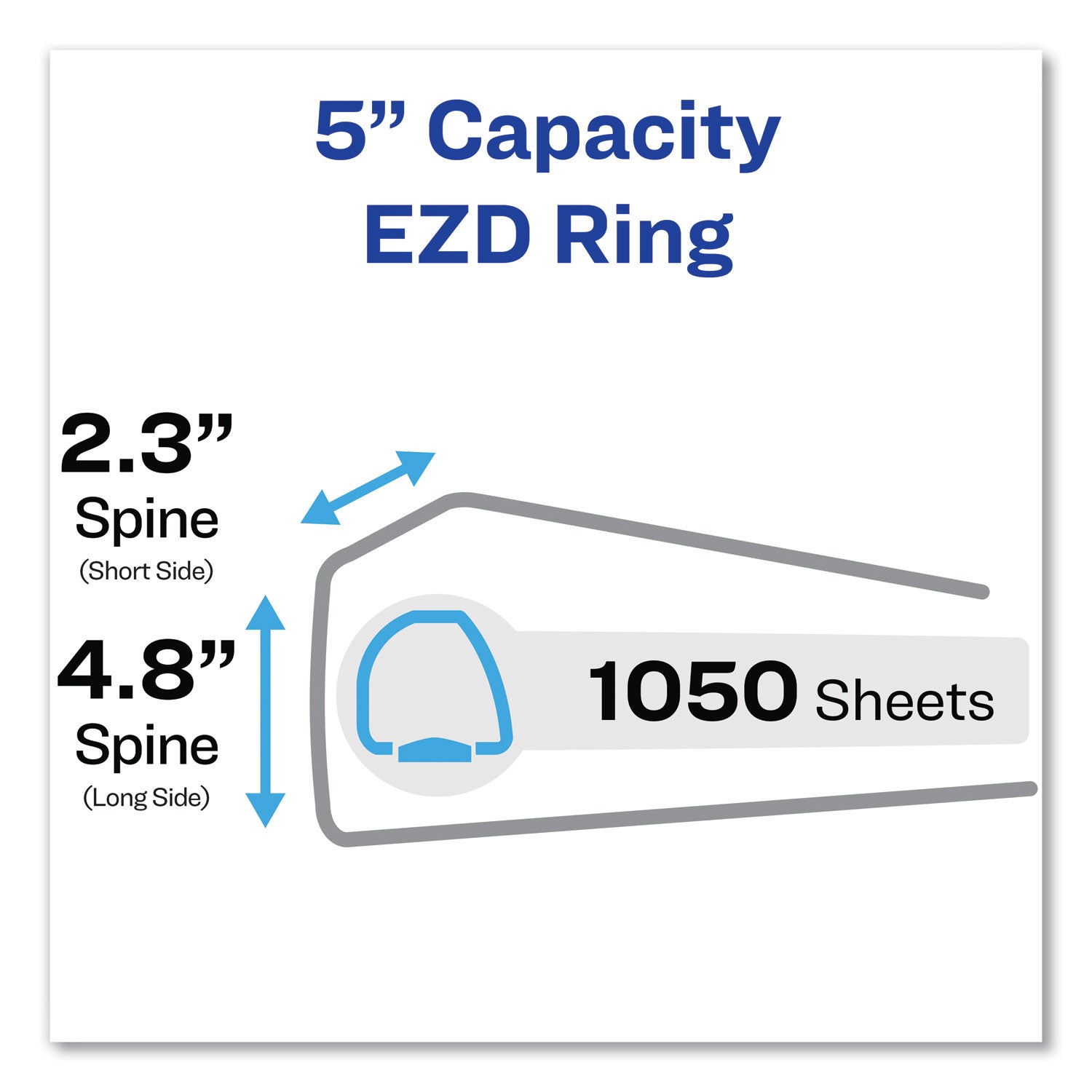 Durable Non-View Binder with DuraHinge and EZD Rings, 3 Rings, 5" Capacity, 11 x 8.5, Black, (8901) -