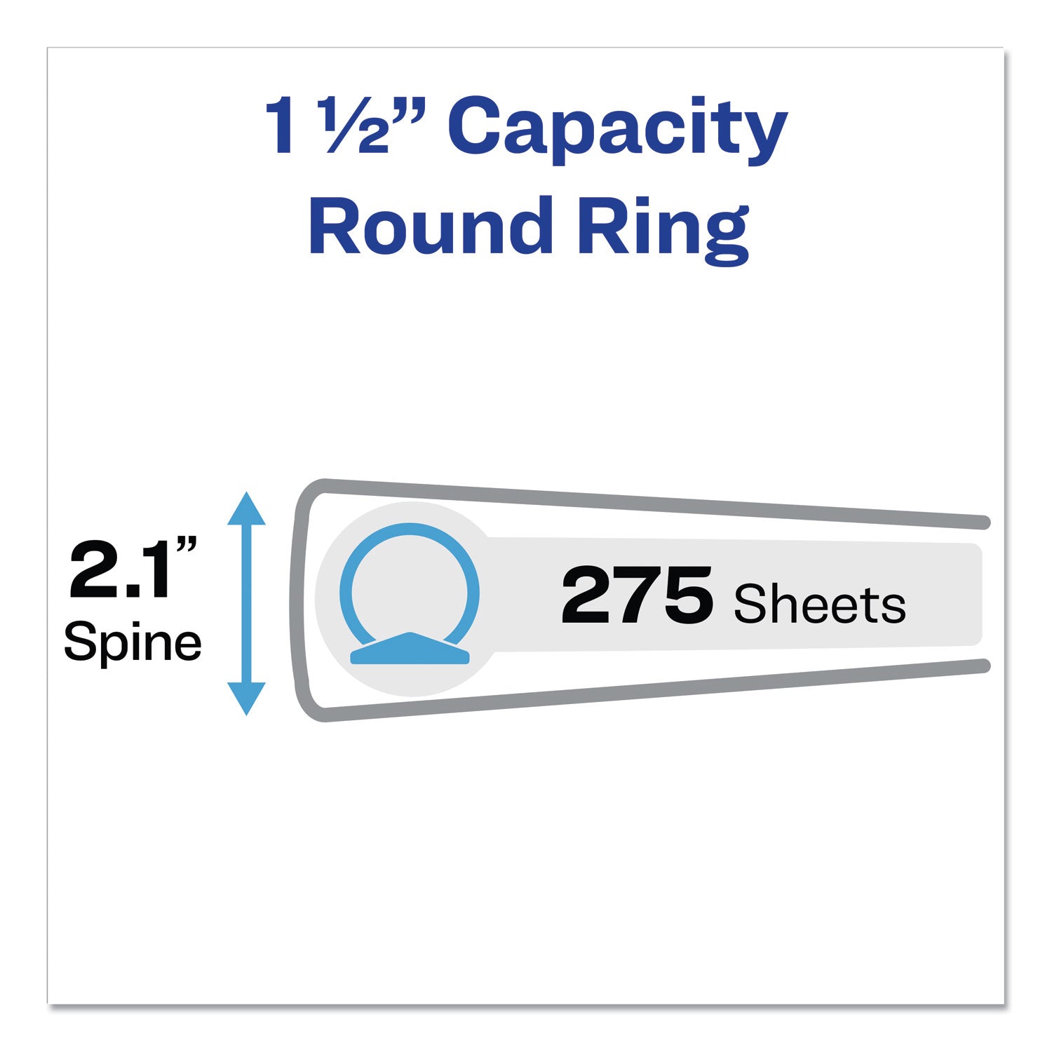 Economy View Binder with Round Rings , 3 Rings, 1.5" Capacity, 11 x 8.5, Black, (5725) -