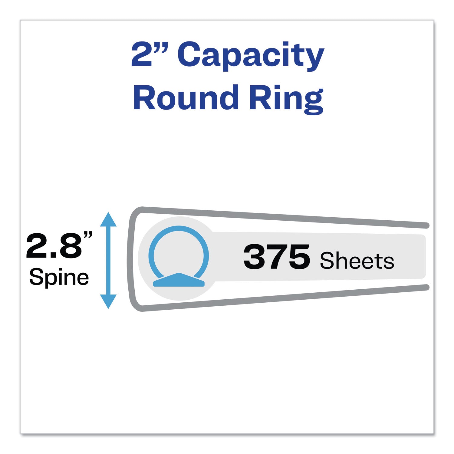 Economy Non-View Binder with Round Rings, 3 Rings, 2" Capacity, 11 x 8.5, Black, (3501) -