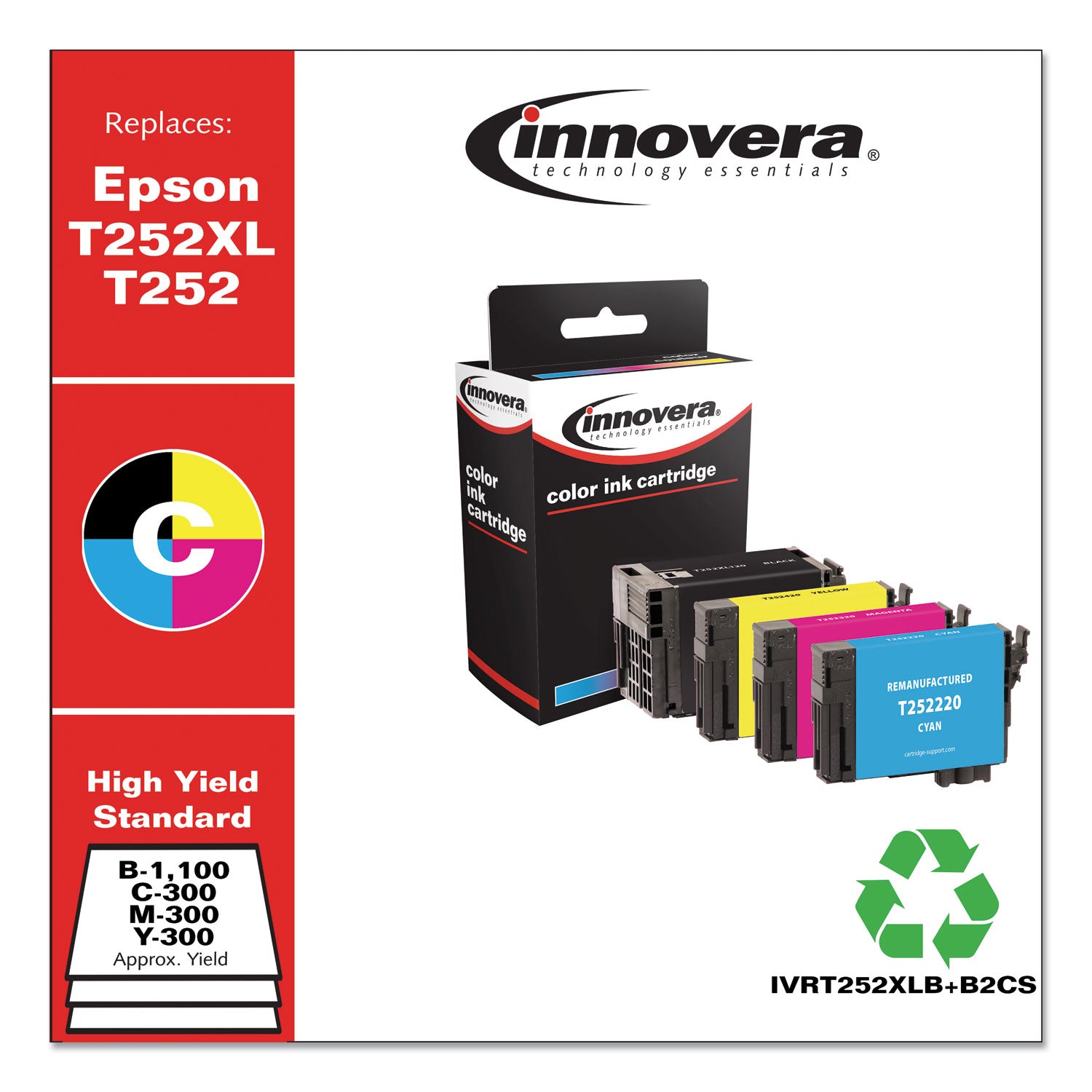 remanufactured-black-cyan-magenta-yellow-inkreplacement-f-t252xl-t252-t252xl-bcs-1100-300-page-yield_ivrt252xlbcs - 2