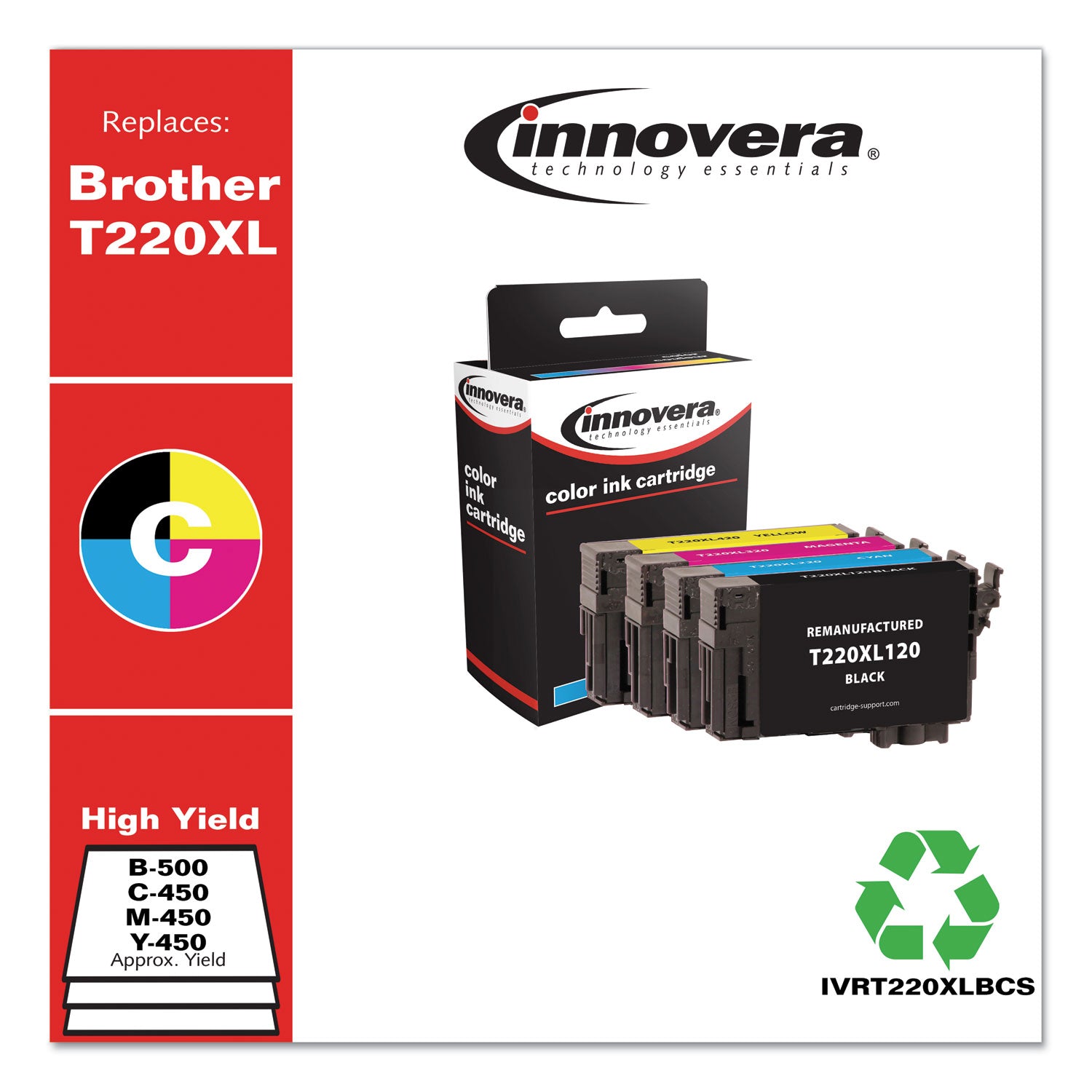 remanuf-black-cyan-magenta-yellow-ink-replacement-f-t220xl-t220xl120-220-320-420-500-450-page-yield_ivrt220xlbcs - 2