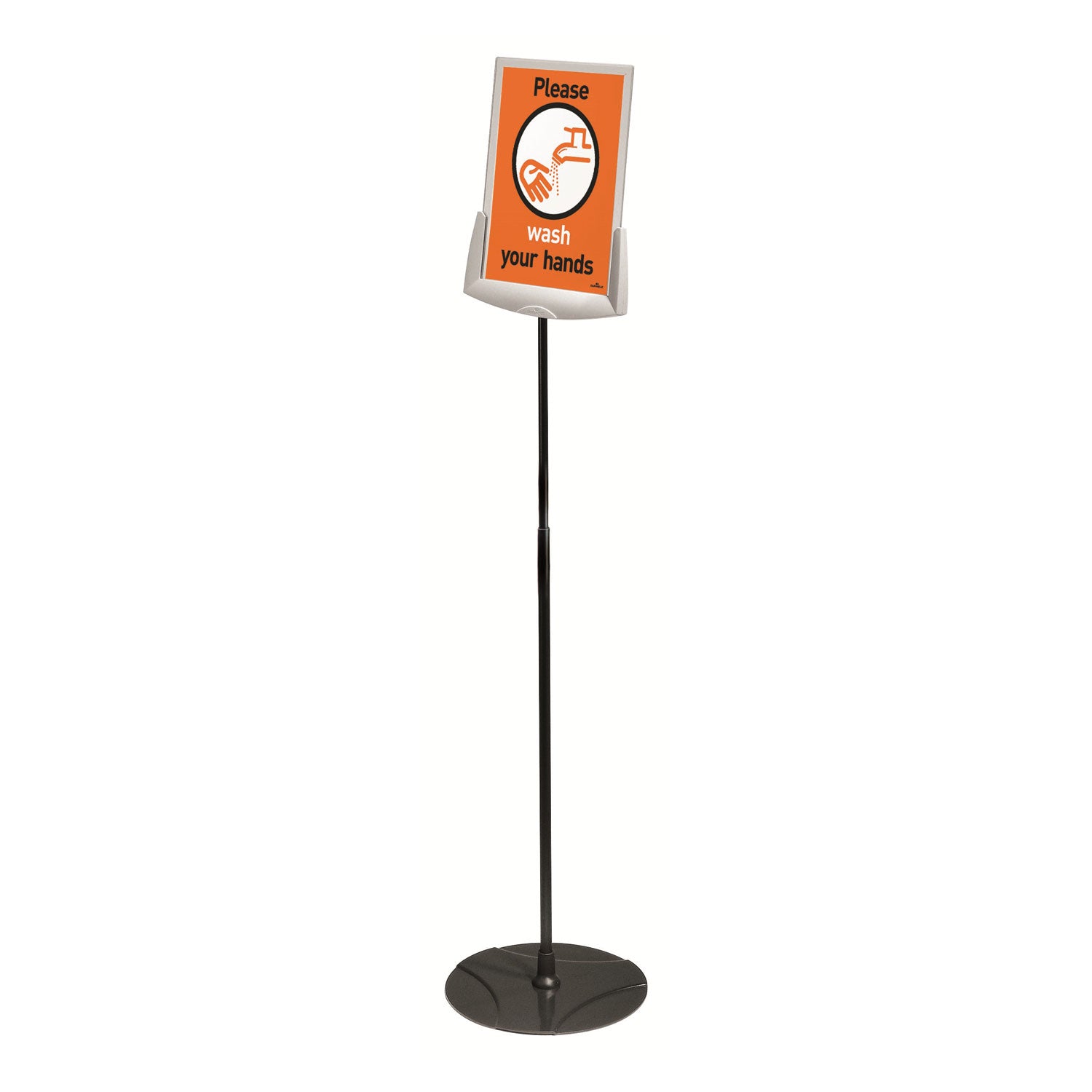 Sherpa Infobase Sign Stand, Acrylic/Metal, 40" to 60" High, Gray -