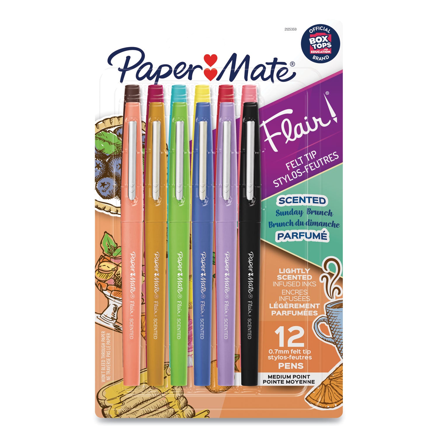 flair-scented-felt-tip-porous-point-pen-stick-medium-07-mm-assorted-ink-and-barrel-colors-12-pack_pap2125359 - 1