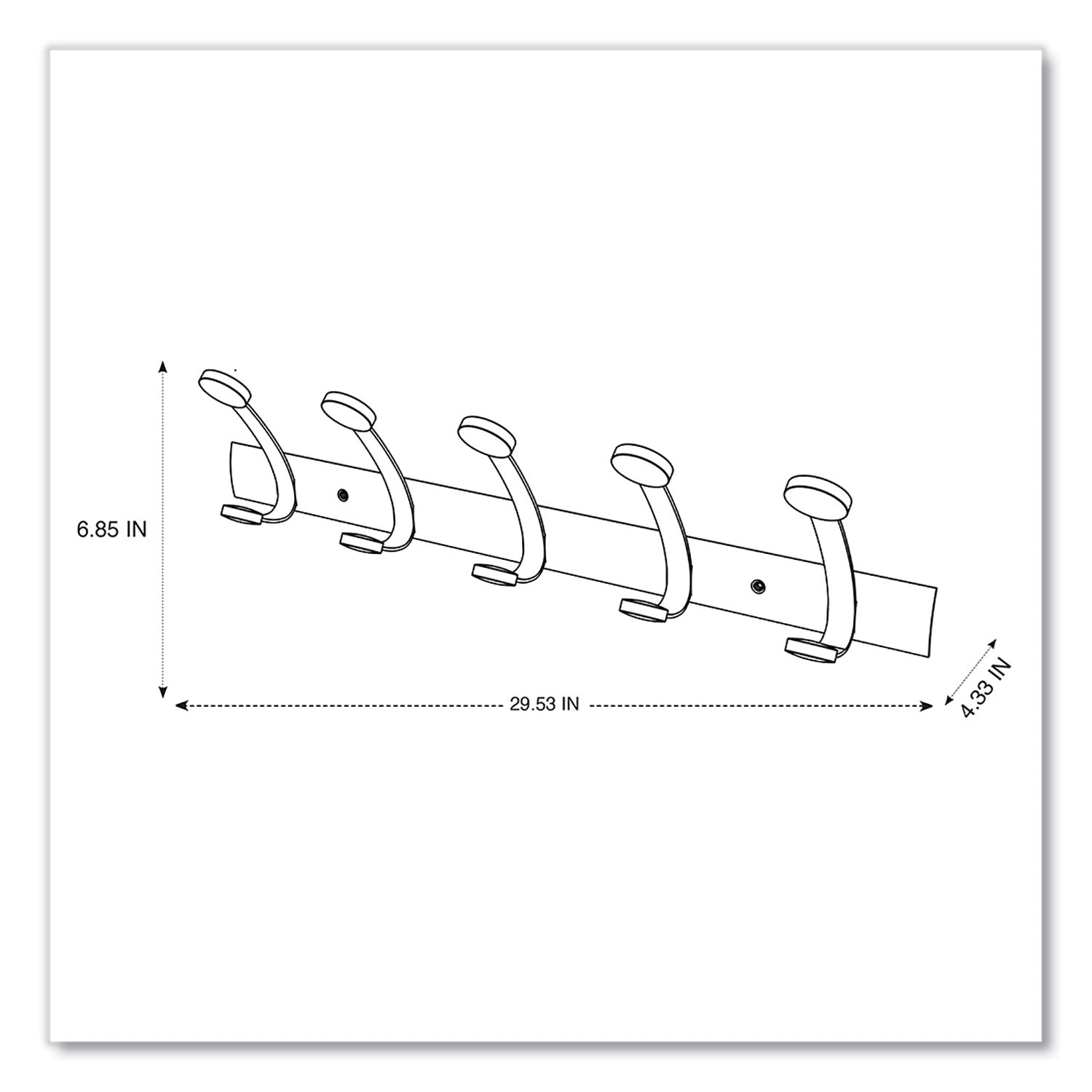Wooden Coat Hook, Five Wood Peg Wall Rack, Brown/Silver, 45 lb Capacity -
