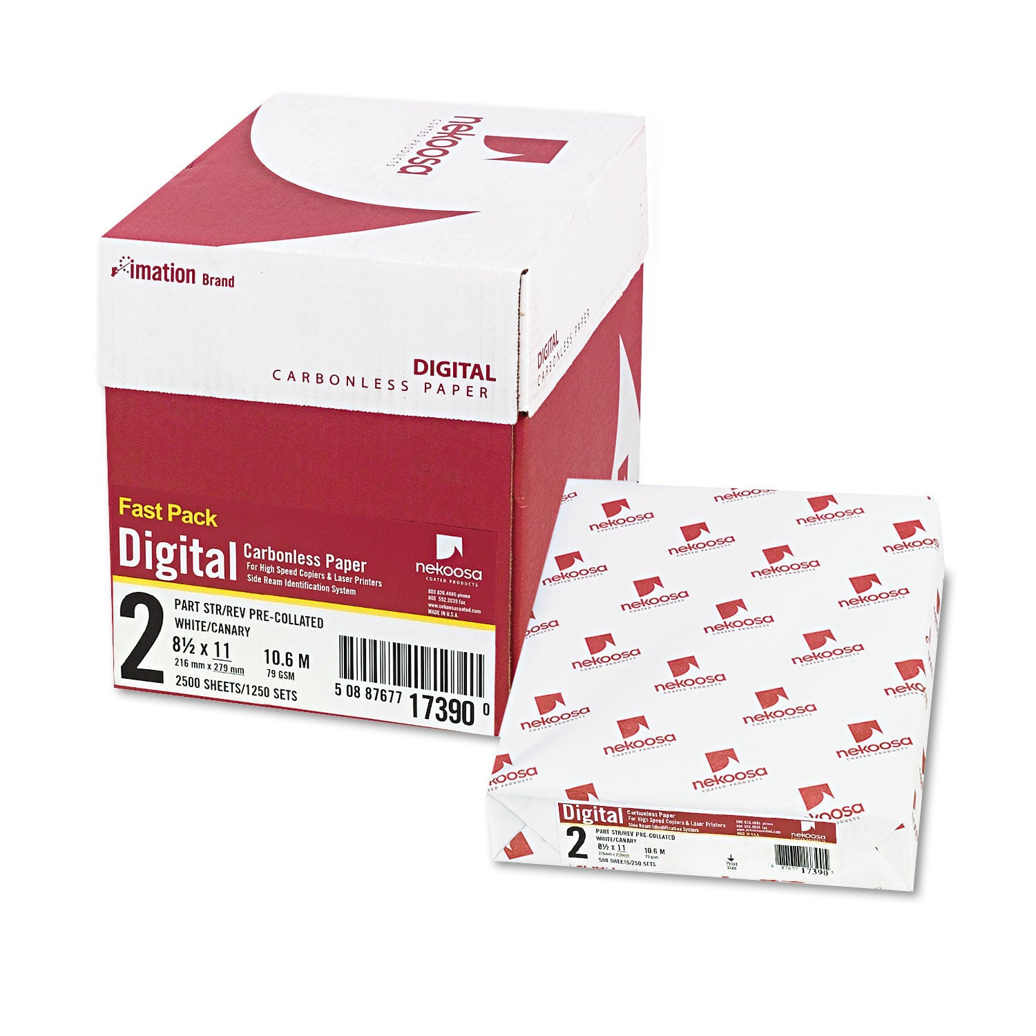Fast Pack Digital Carbonless Paper, 2-Part, 8.5 x 11, White/Canary, 500 Sheets/Ream, 5 Reams/Carton -