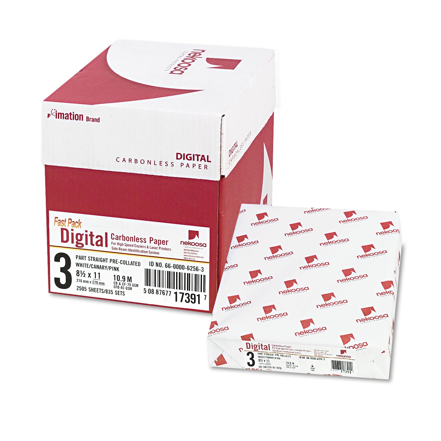 Fast Pack Carbonless 3-Part Paper, 8.5 x 11, White/Canary/Pink, 500 Sheets/Ream, 5 Reams/Carton -