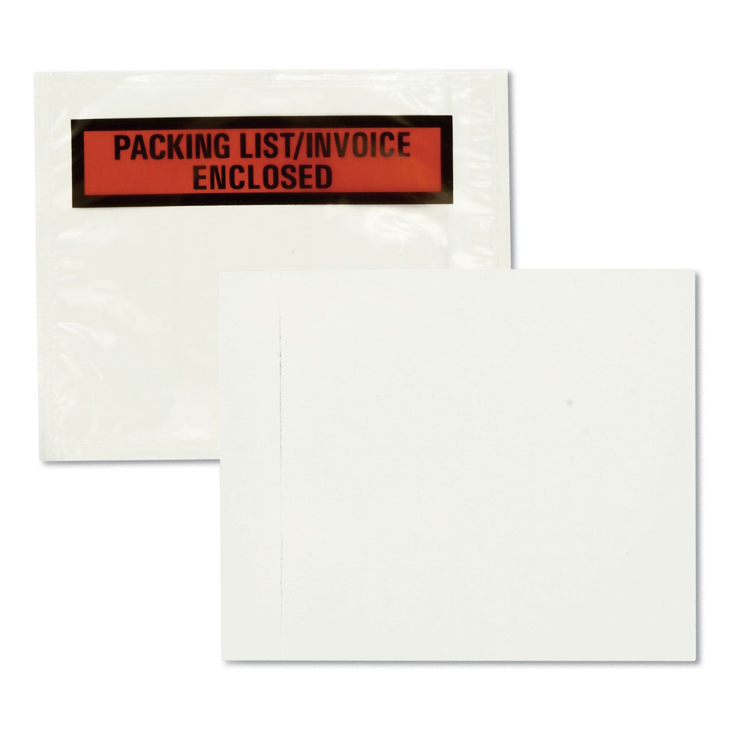 Self-Adhesive Packing List Envelope, Top-Print Front: Packing List/Invoice Enclosed, 4.5 x 5.5, Clear/Orange, 100/Box -