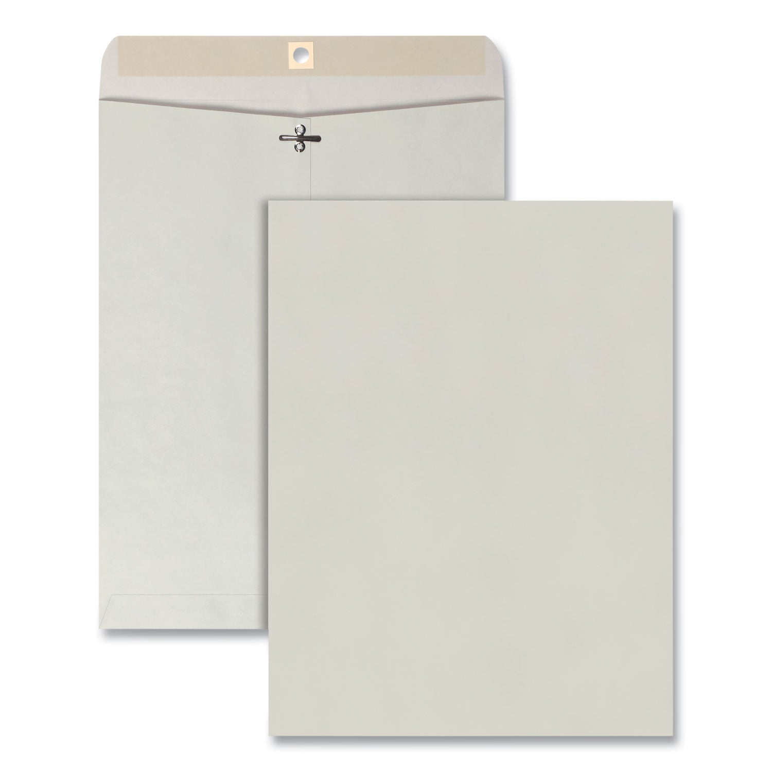 Clasp Envelope, 28 lb Bond Weight Kraft, #97, Square Flap, Clasp/Gummed Closure, 10 x 13, Executive Gray, 100/Box -