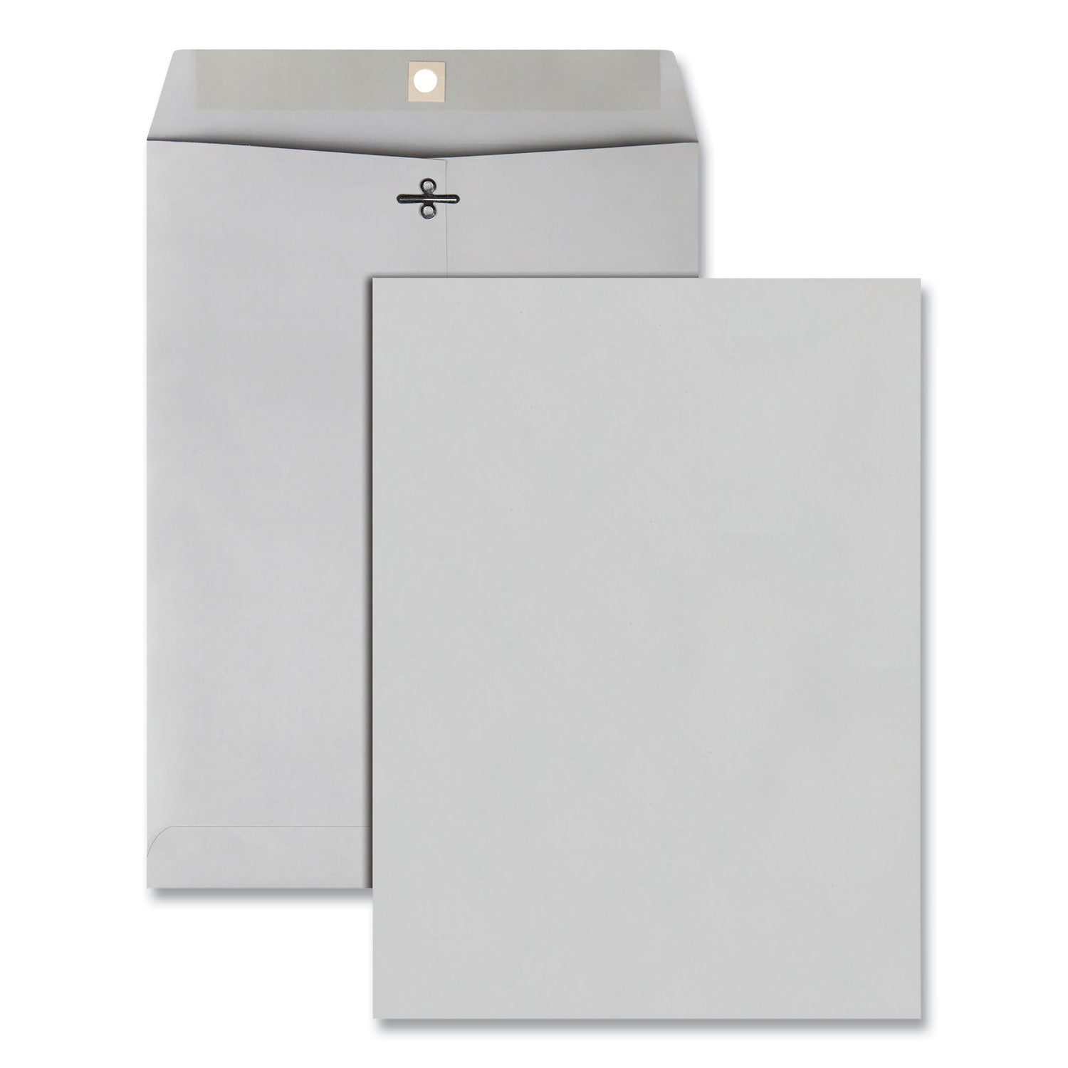 Clasp Envelope, 28 lb Bond Weight Kraft, #90, Square Flap, Clasp/Gummed Closure, 9 x 12, Executive Gray, 100/Box -