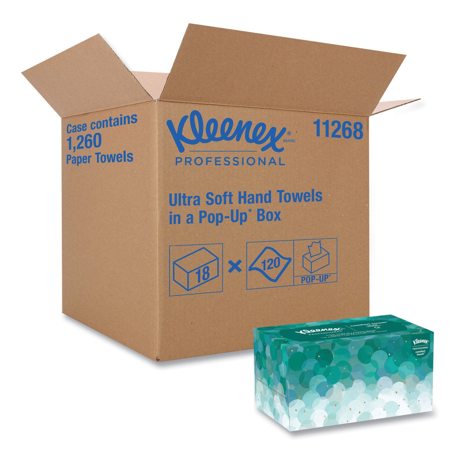Ultra Soft Hand Towels, POP-UP Box, 1-Ply, 8.9 x 10, White, 70/Box, 18 Boxes/Carton -