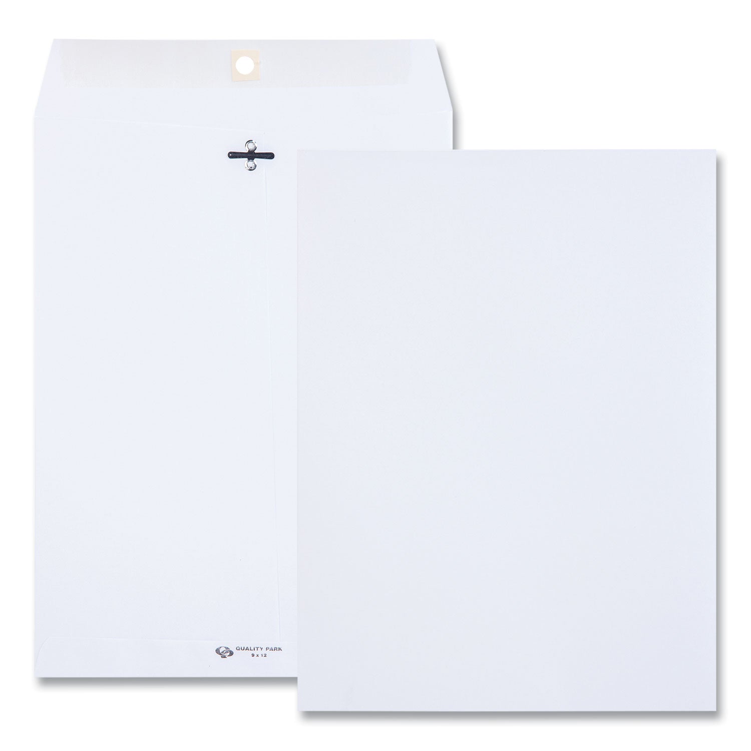 Clasp Envelope, 28 lb Bond Weight Paper, #90, Square Flap, Clasp/Gummed Closure, 9 x 12, White, 100/Box -