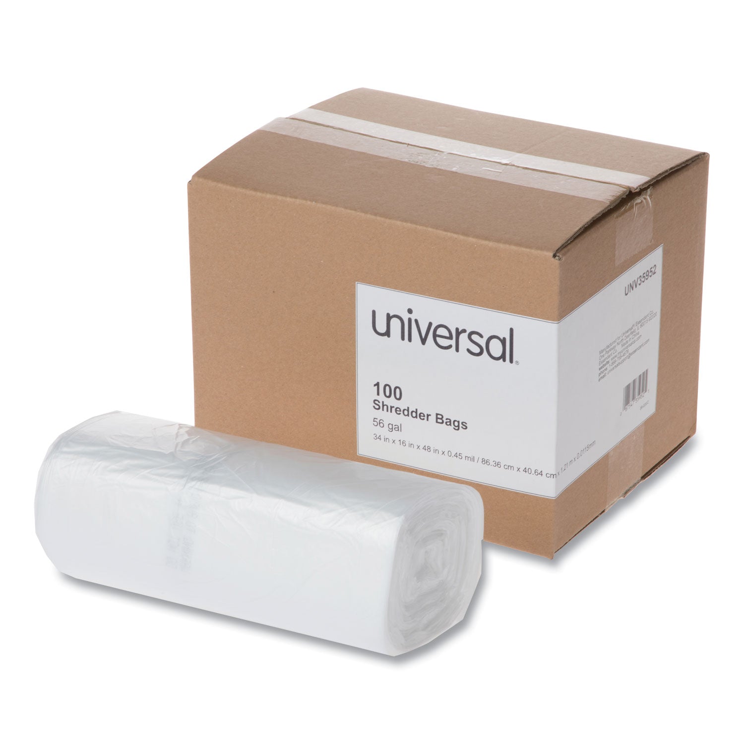 High-Density Shredder Bags, 56 gal Capacity, 100/Box -