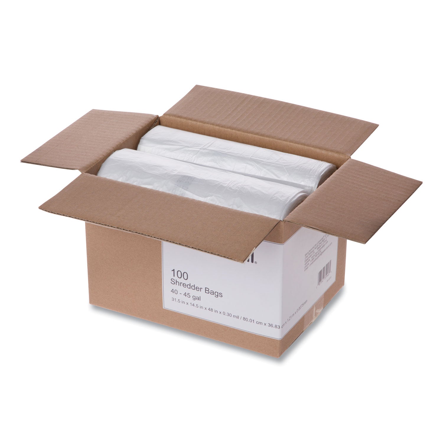 High-Density Shredder Bags, 40-45 gal Capacity, 100/Box -