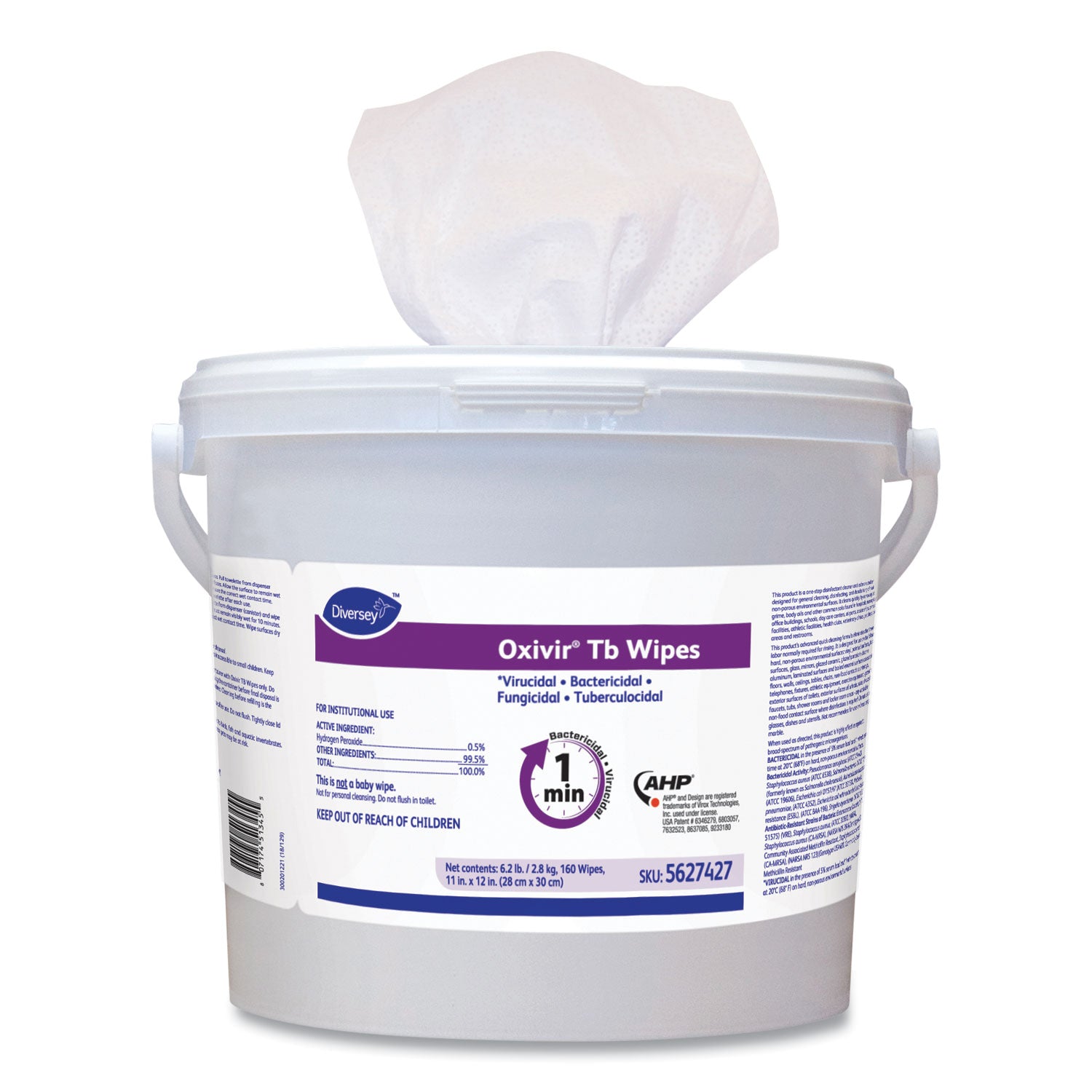 Oxivir TB Disinfectant Wipes, 11 x 12, White, 160/Bucket, 4 Buckets/Carton -