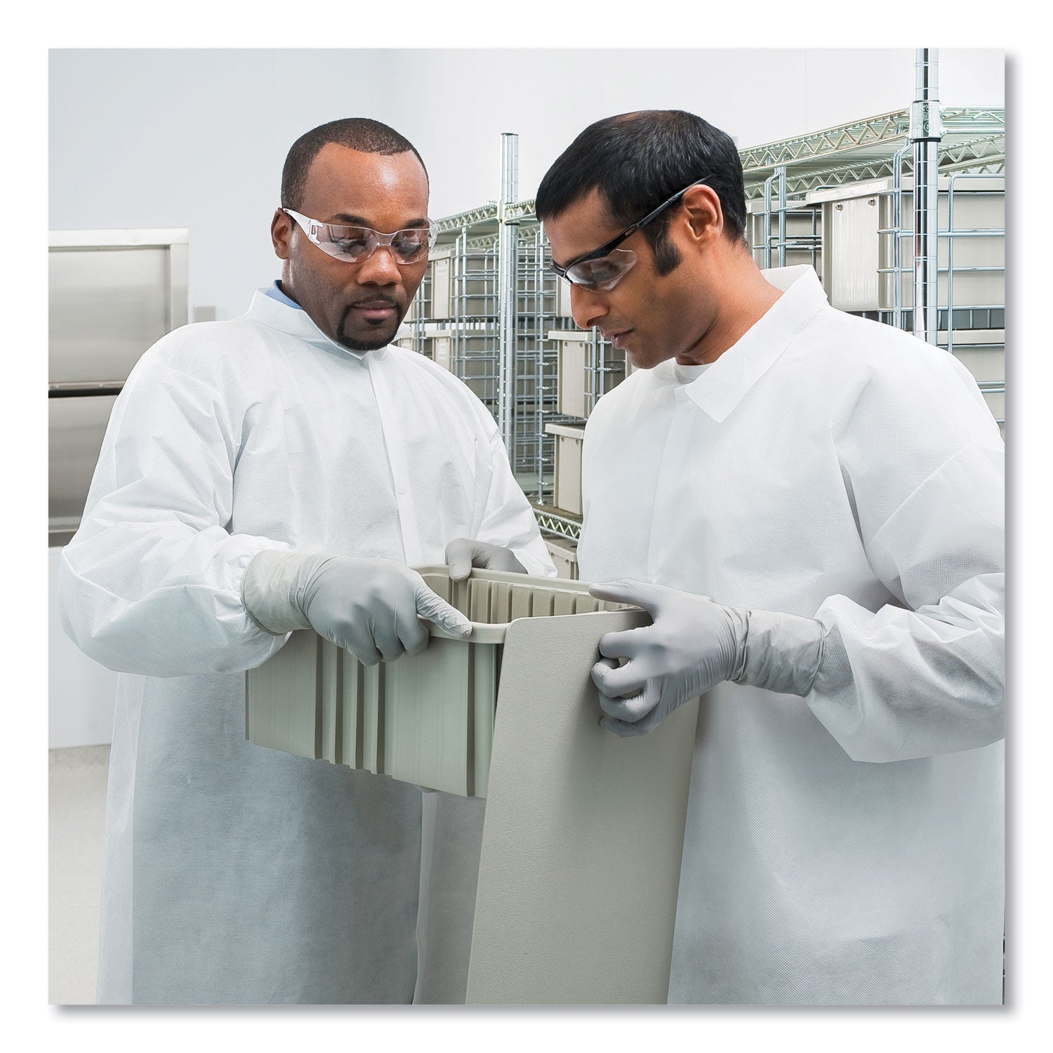 a20-breathable-particle-protection-lab-coat-hook-and-loop-closure-elastic-wrists-no-pockets-large-white-30-carton_kcc35620 - 2