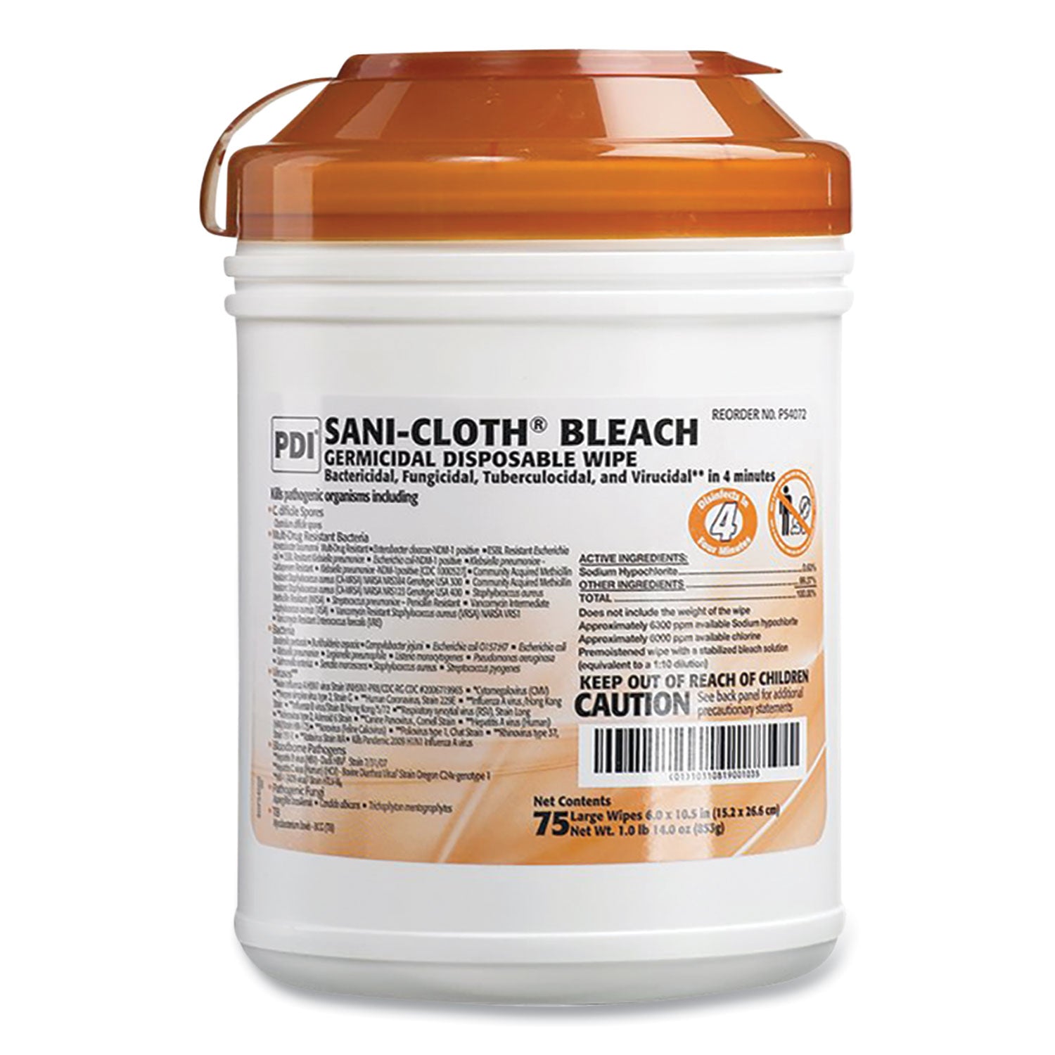 sani-cloth-bleach-germicidal-disposable-wipes-deep-well-lid-canister-105-x-6-75-canister_nicp54072pk - 1