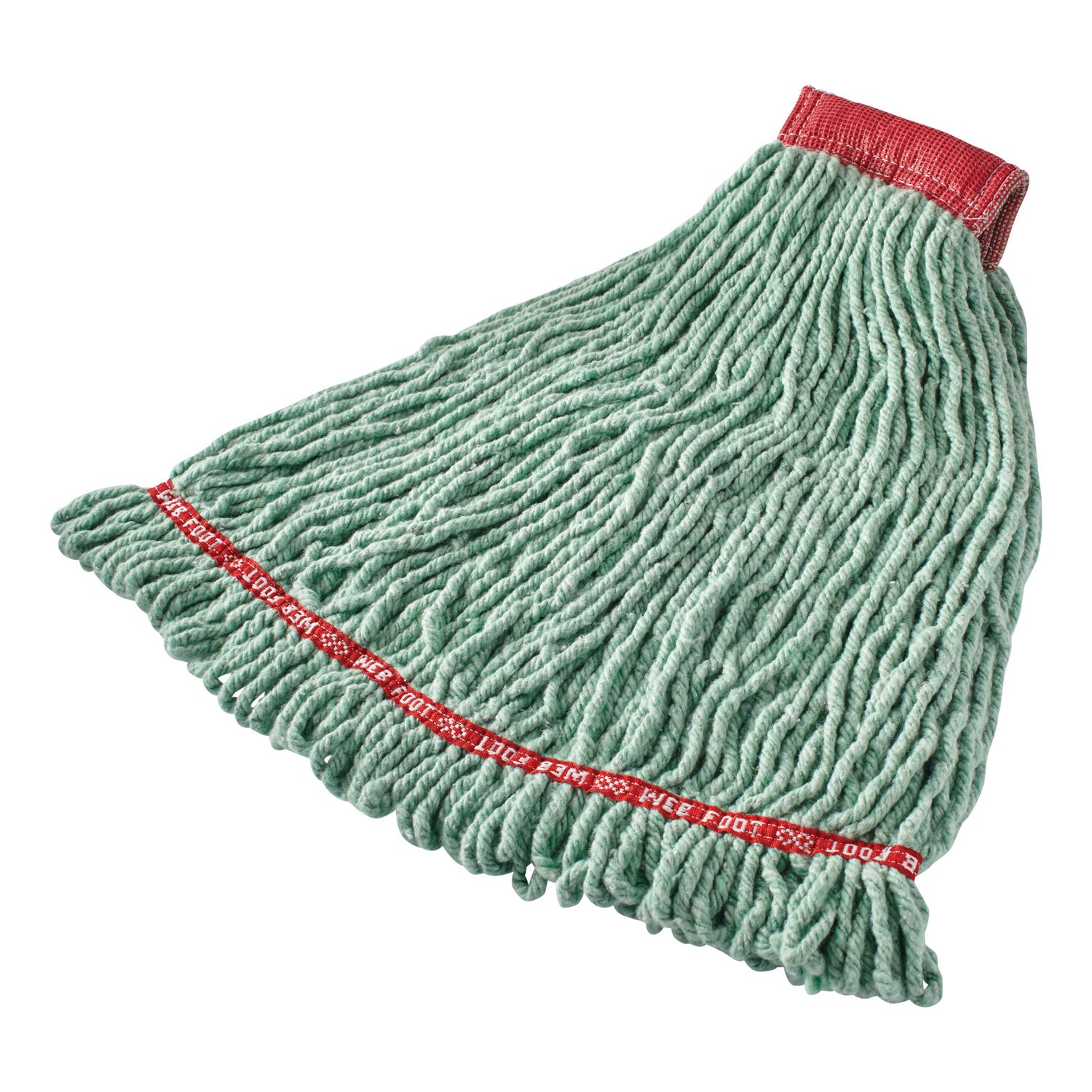 web-foot-shrinkless-looped-end-wet-mop-head-cotton-synthetic-large-green-5-red-headband_rcpa25306gr00 - 1
