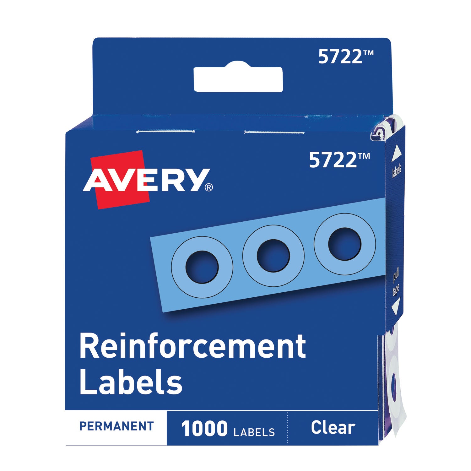 Dispenser Pack Hole Reinforcements, 0.25" Dia, Clear, 1,000/Pack, (5722) -