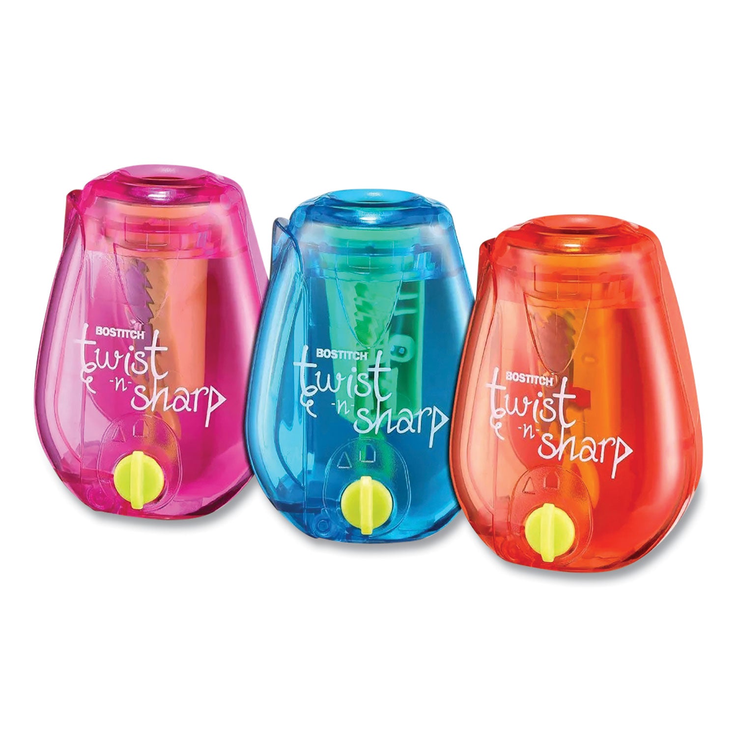 twist-n-sharp-pencil-sharpener-one-hole-35-x-125-x-55-assorted-colors-3-box_bosps1adj3pk - 1