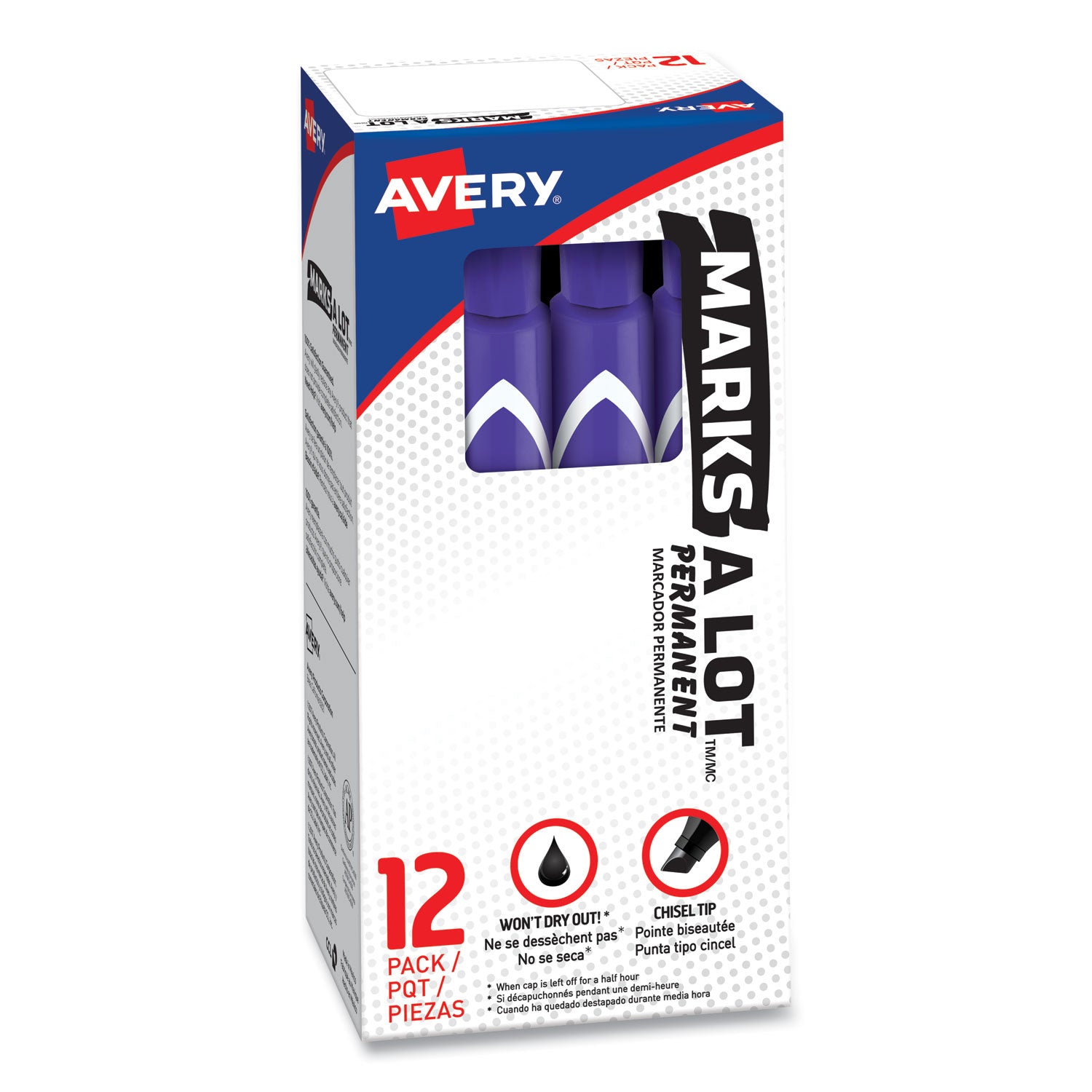 MARKS A LOT Large Desk-Style Permanent Marker, Broad Chisel Tip, Purple, Dozen (8884) -