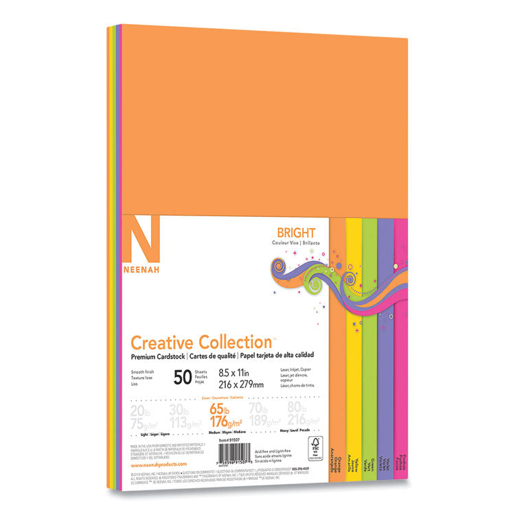 creative-collection-premium-cardstock-65-lb-85-x-11-assorted-bright-50-pack_nee91507 - 1