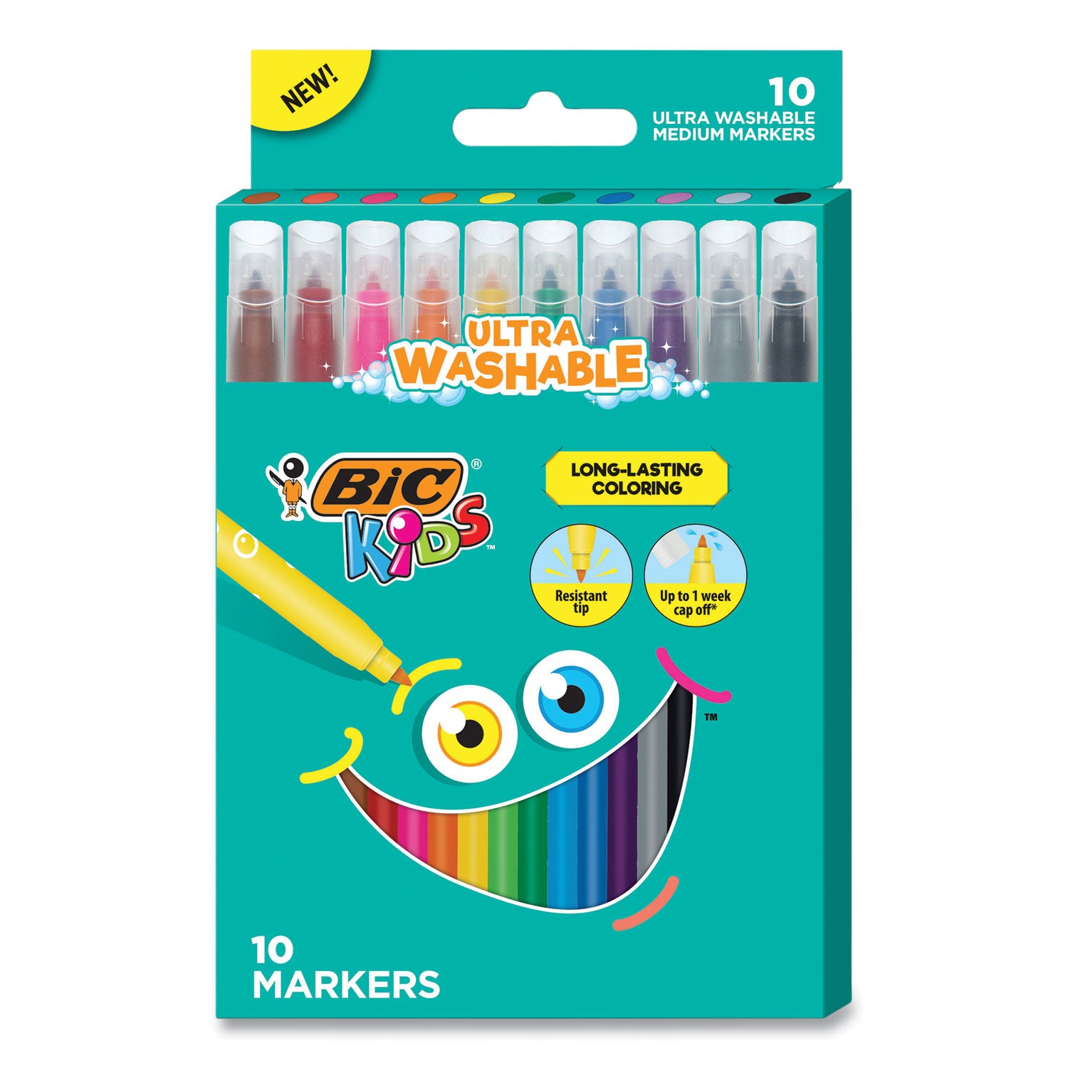 kids-ultra-washable-markers-medium-bullet-tip-assorted-colors-10-pack_bicbkcm10ast - 1