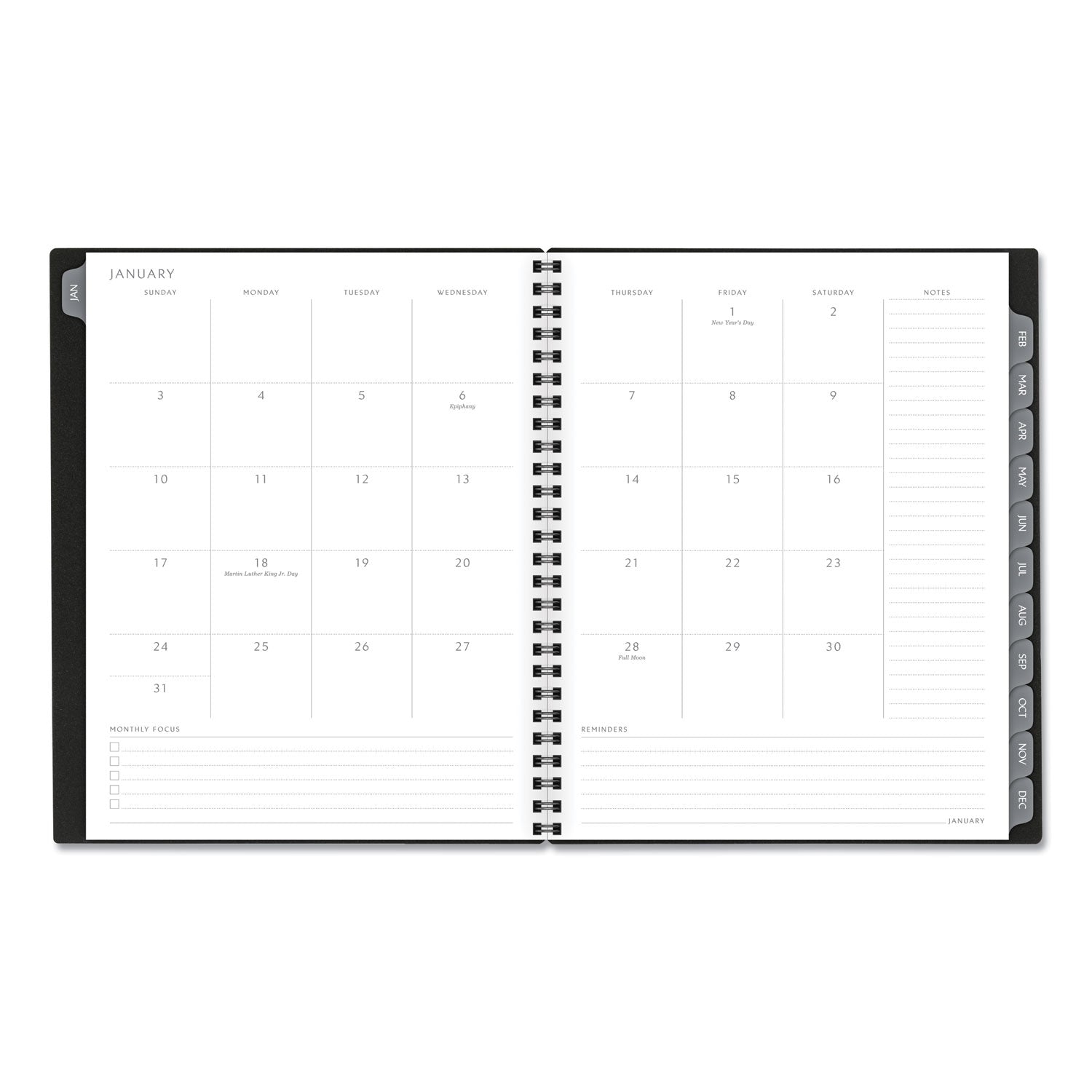 Elevation Poly Weekly/Monthly Planner, 8.75 x 7, Black Cover, 12-Month (Jan to Dec): 2024 - 2
