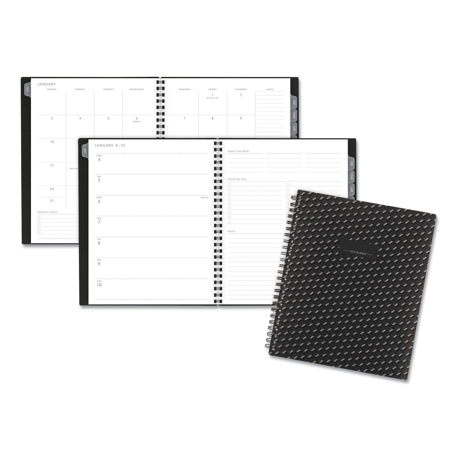 Elevation Poly Weekly/Monthly Planner, 8.75 x 7, Black Cover, 12-Month (Jan to Dec): 2024 - 1