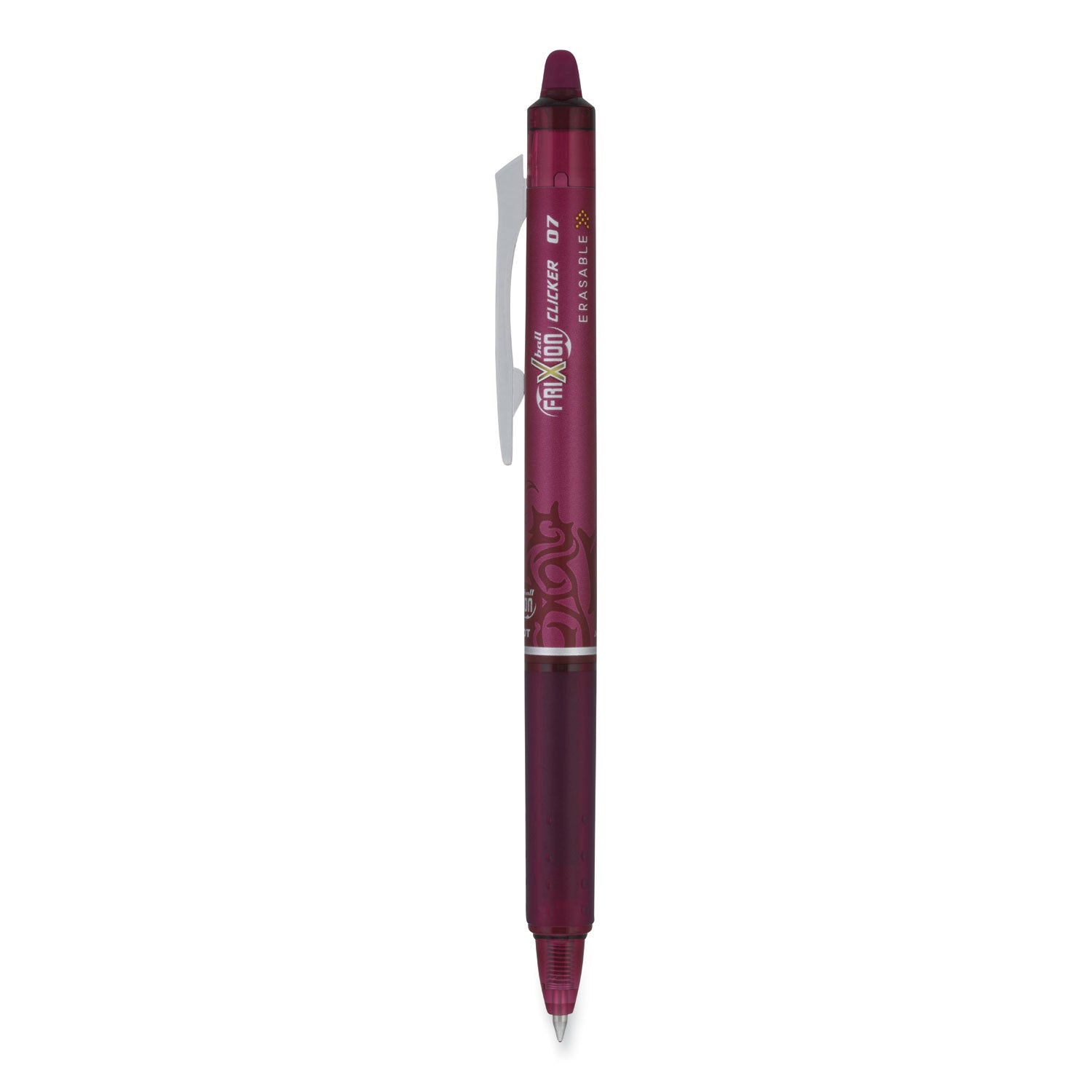 frixion-clicker-erasable-gel-pen-retractable-fine-07-mm-burgundy-ink-burgundy-barrel-dozen_pil15131 - 1