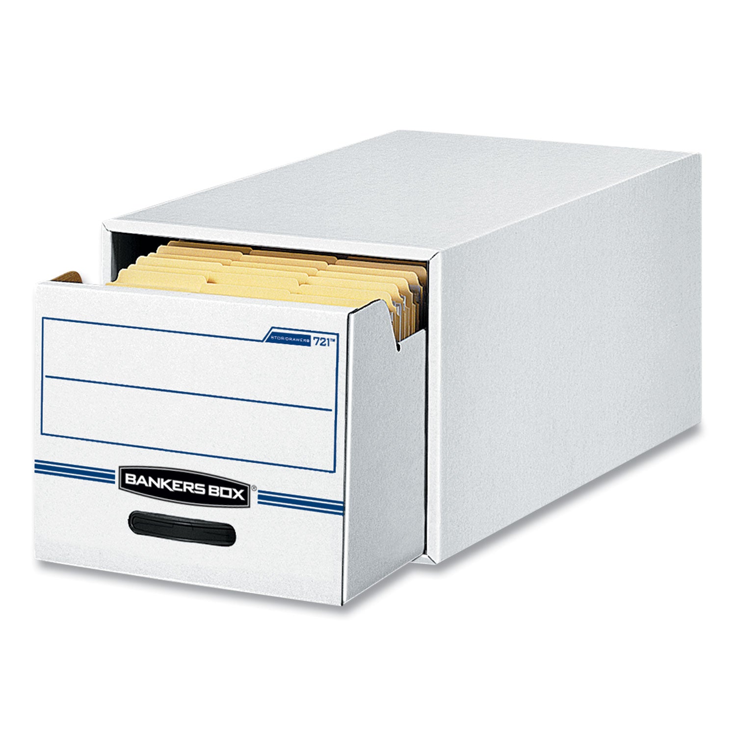 STOR/DRAWER Basic Space-Savings Storage Drawers, Legal Files, 16.75" x 19.5" x 11.5", White/Blue, 6/Carton -