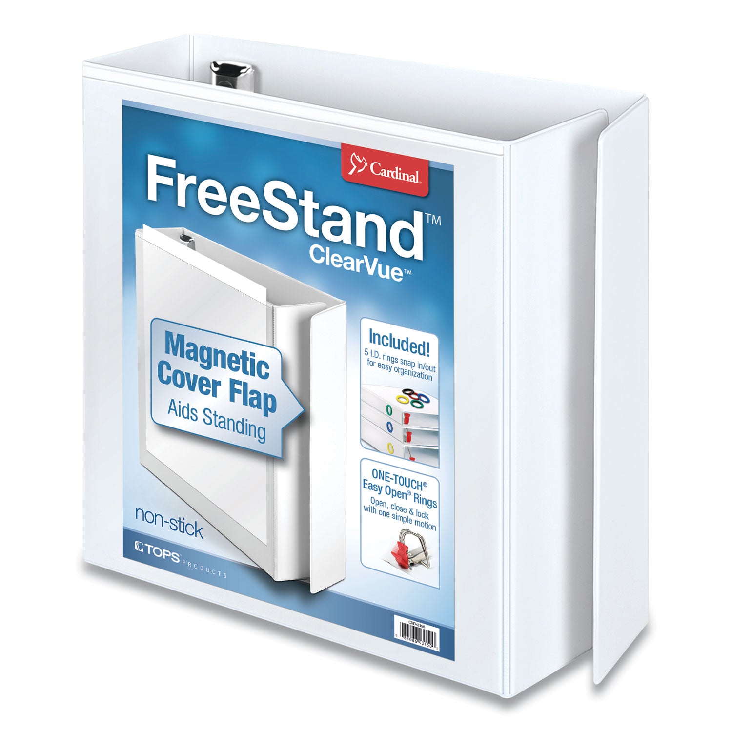 FreeStand Easy Open Locking Slant-D Ring Binder, 3 Rings, 3" Capacity, 11 x 8.5, White -