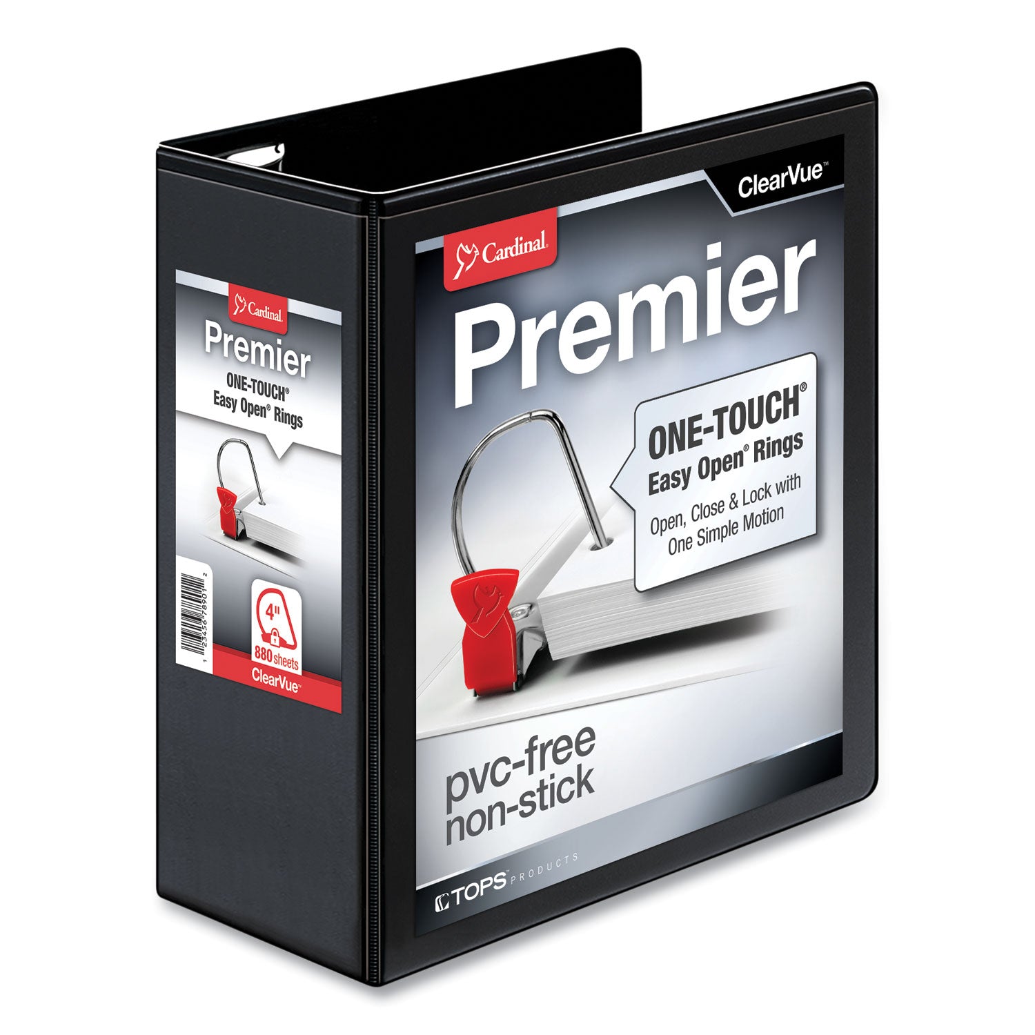 Premier Easy Open ClearVue Locking Slant-D Ring Binder, 3 Rings, 4" Capacity, 11 x 8.5, Black -