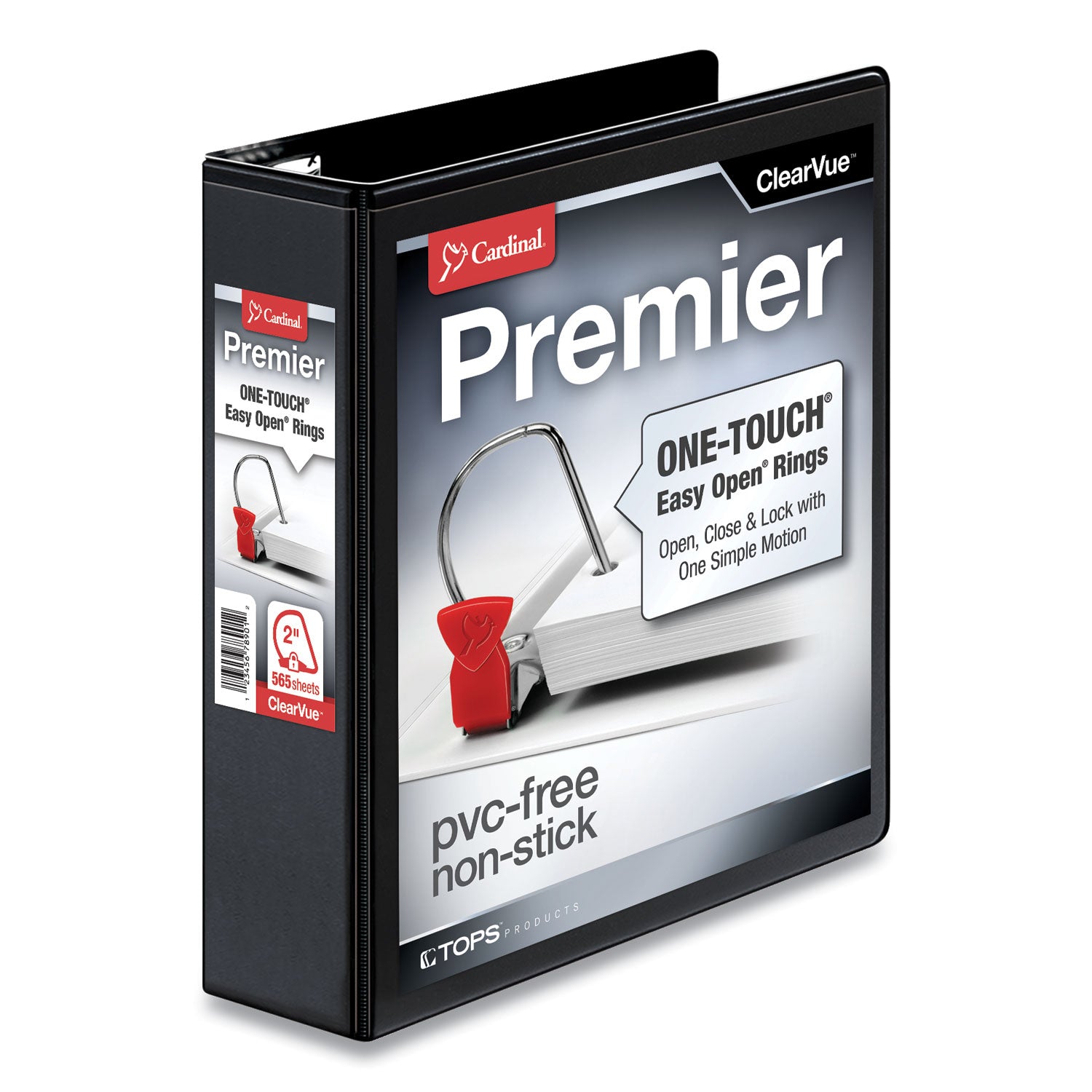 Premier Easy Open ClearVue Locking Slant-D Ring Binder, 3 Rings, 2" Capacity, 11 x 8.5, Black -