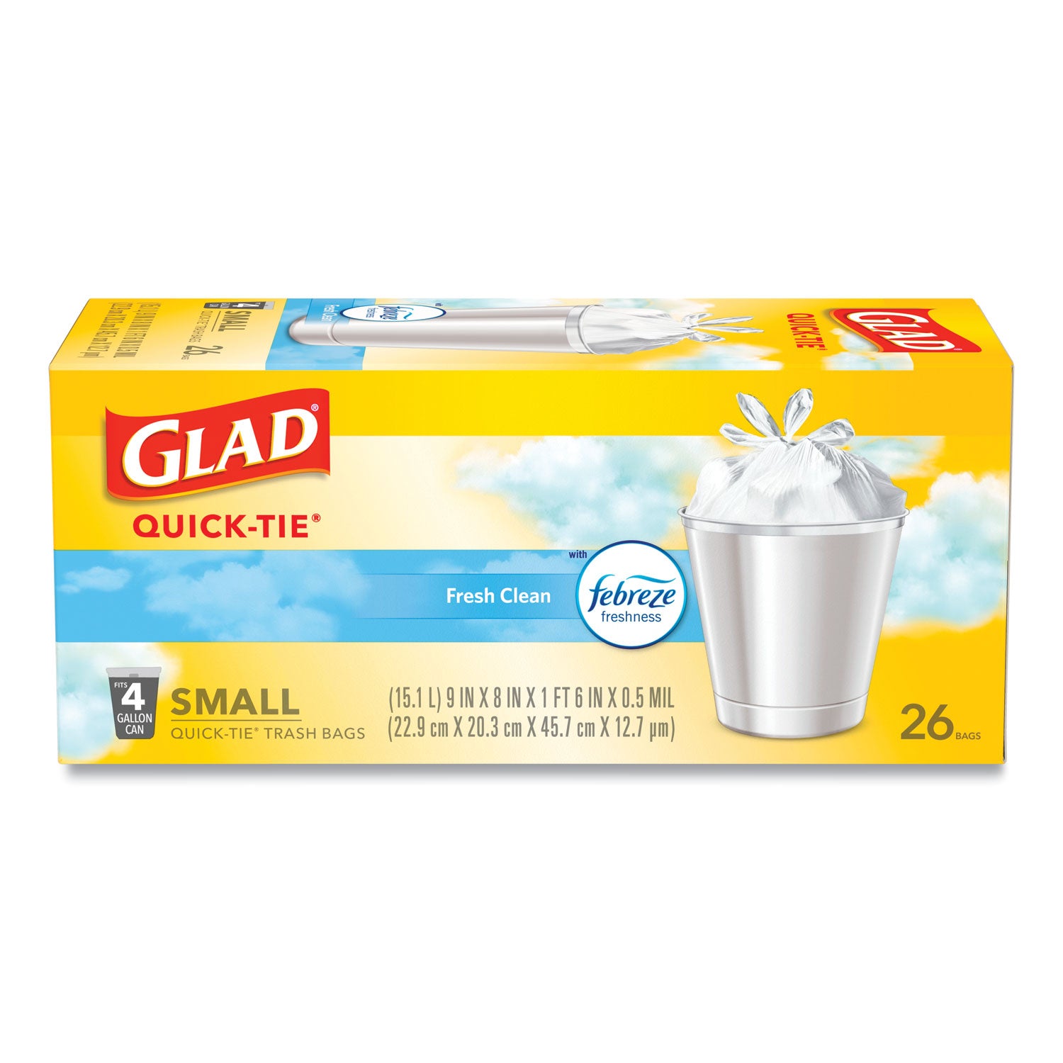 odorshield-quick-tie-small-trash-bags-4-gal-05-mil-8-x-18-white-26-bags-box-6-boxes-carton_clo78812 - 1