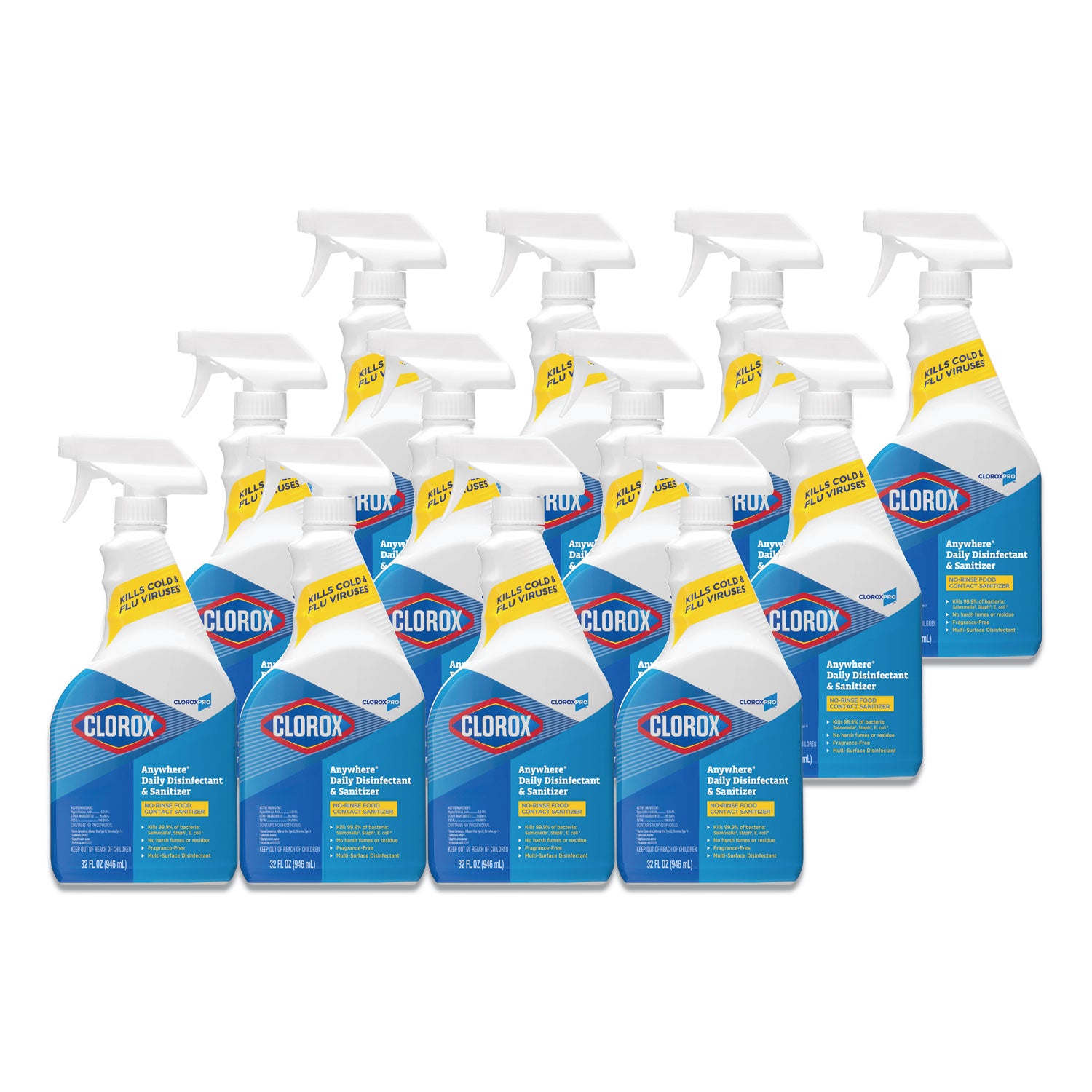 Anywhere Hard Surface Sanitizing Spray, 32 oz Spray Bottle, 12/Carton -