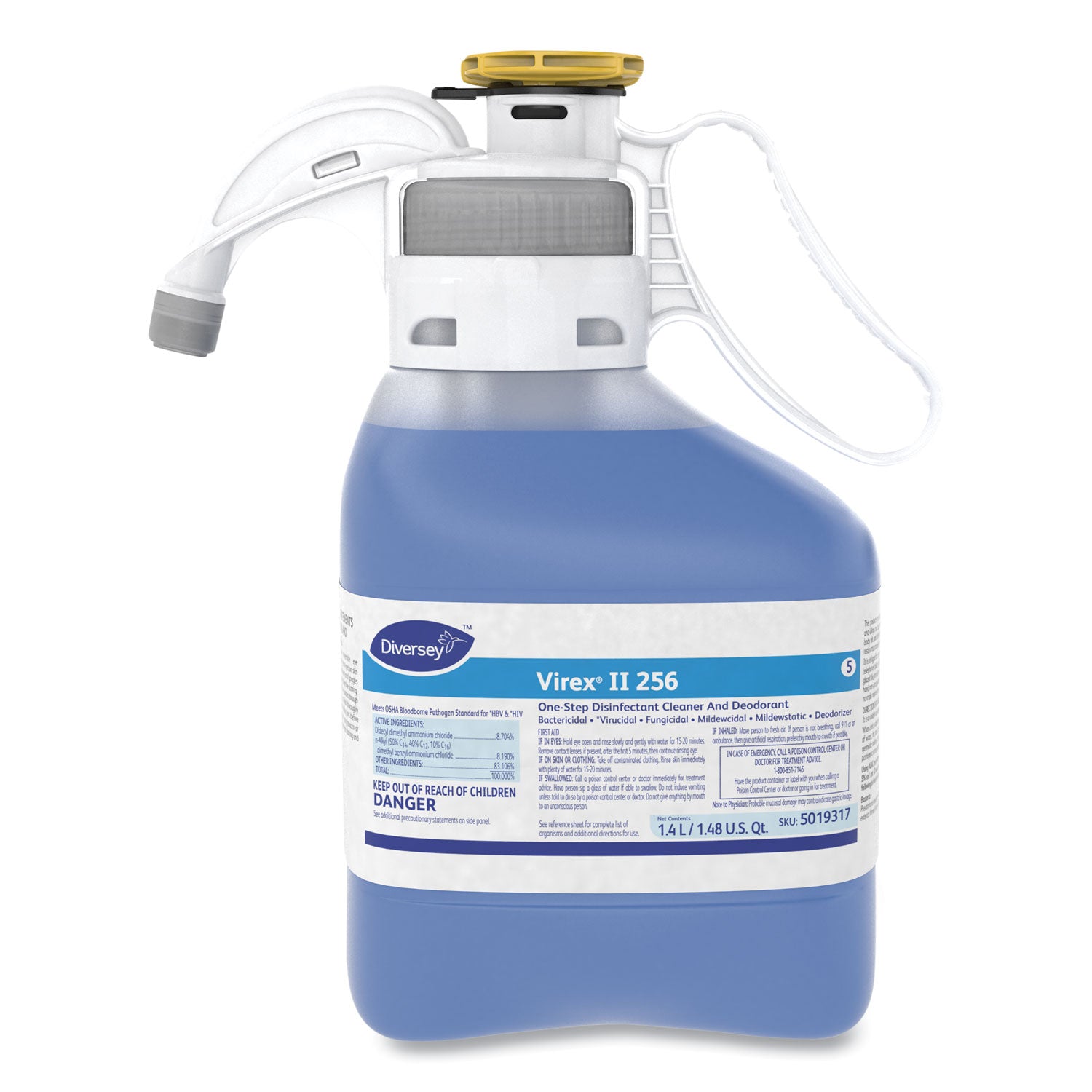 Virex II 256 One-Step Disinfectant Cleaner Deodorant, Mint, 1.4L, 2 Bottles/CT -
