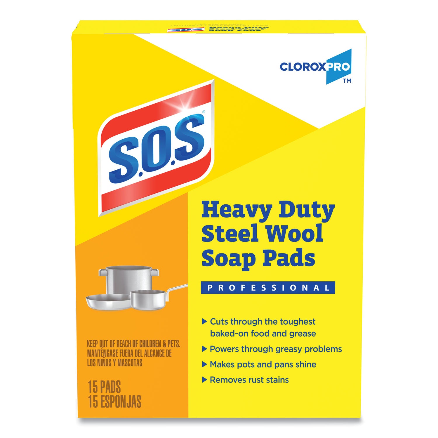 Steel Wool Soap Pads, 2.4 x 3, Steel, 15 Pads/Box, 12 Boxes/Carton -
