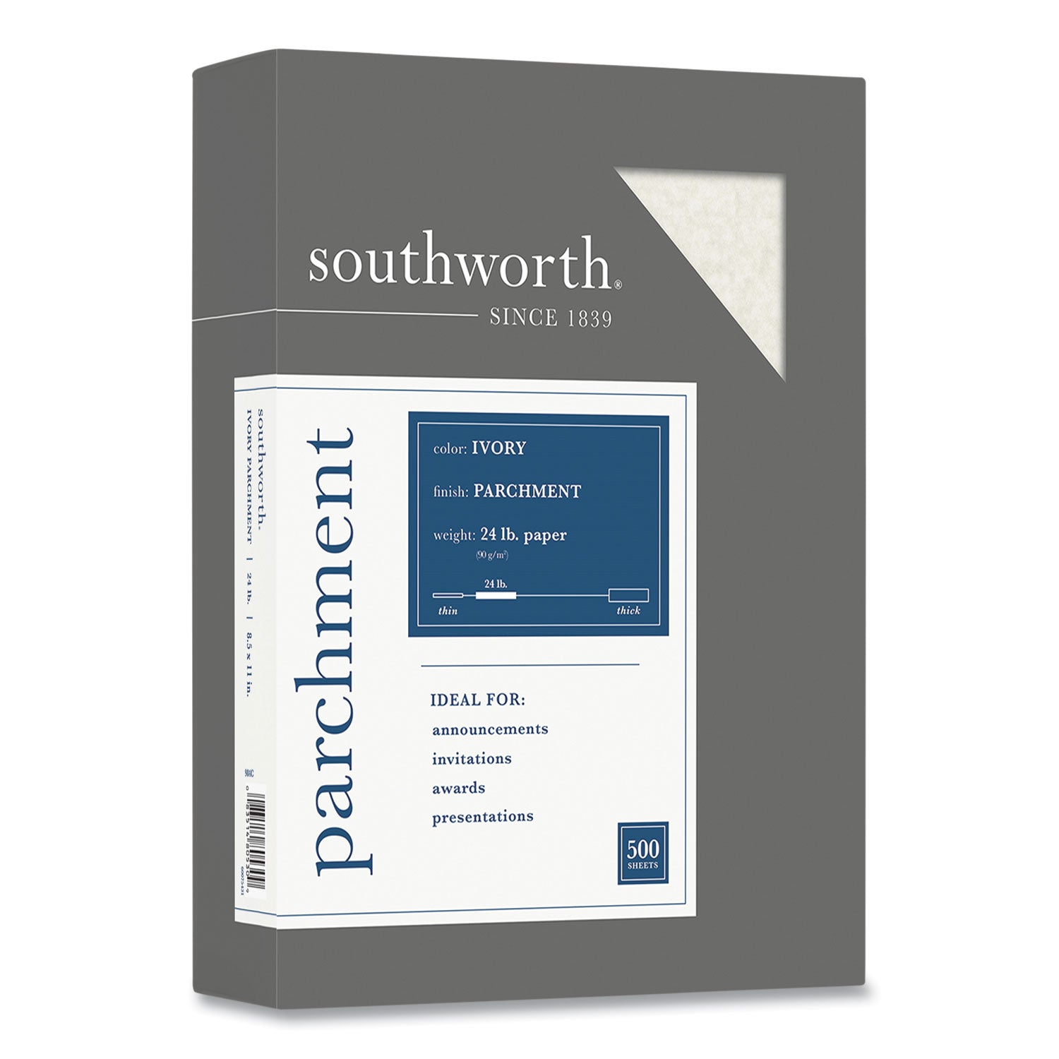 Parchment Specialty Paper, 24 lb Bond Weight, 8.5 x 11, Ivory, 500/Ream -