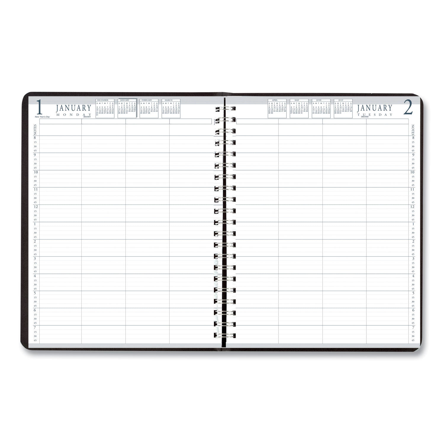 Four-Person Group Practice Daily Appointment Book, 11 x 8.5, Black Cover, 12-Month (Jan to Dec): 2024 -