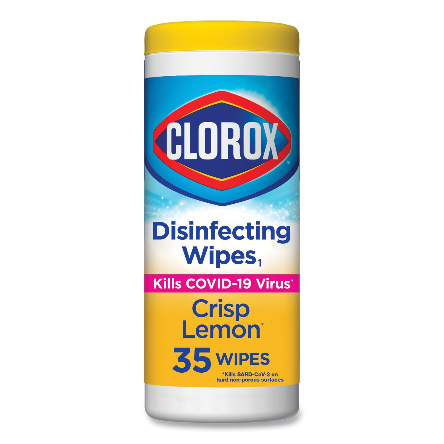 Disinfecting Wipes, 1-Ply, 7 x 8, Crisp Lemon, White, 35/Canister -