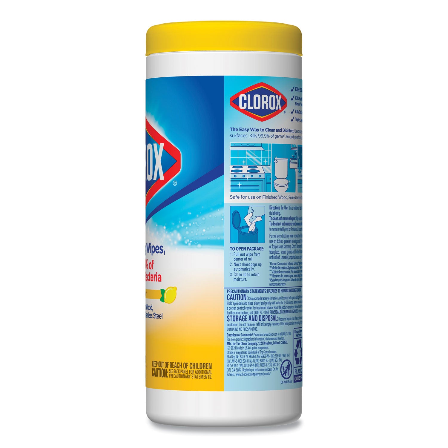 Disinfecting Wipes, 1-Ply, 7 x 8, Crisp Lemon, White, 35/Canister -