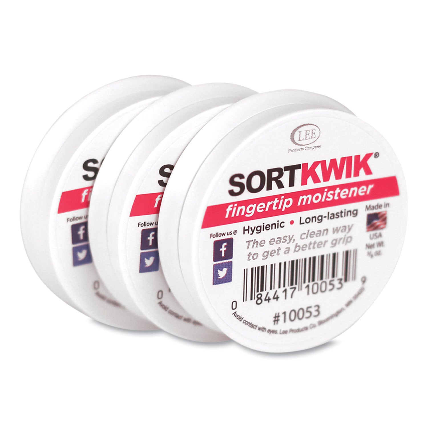 Sortkwik Fingertip Moisteners, 0.38 oz, Pink, 3/Pack -