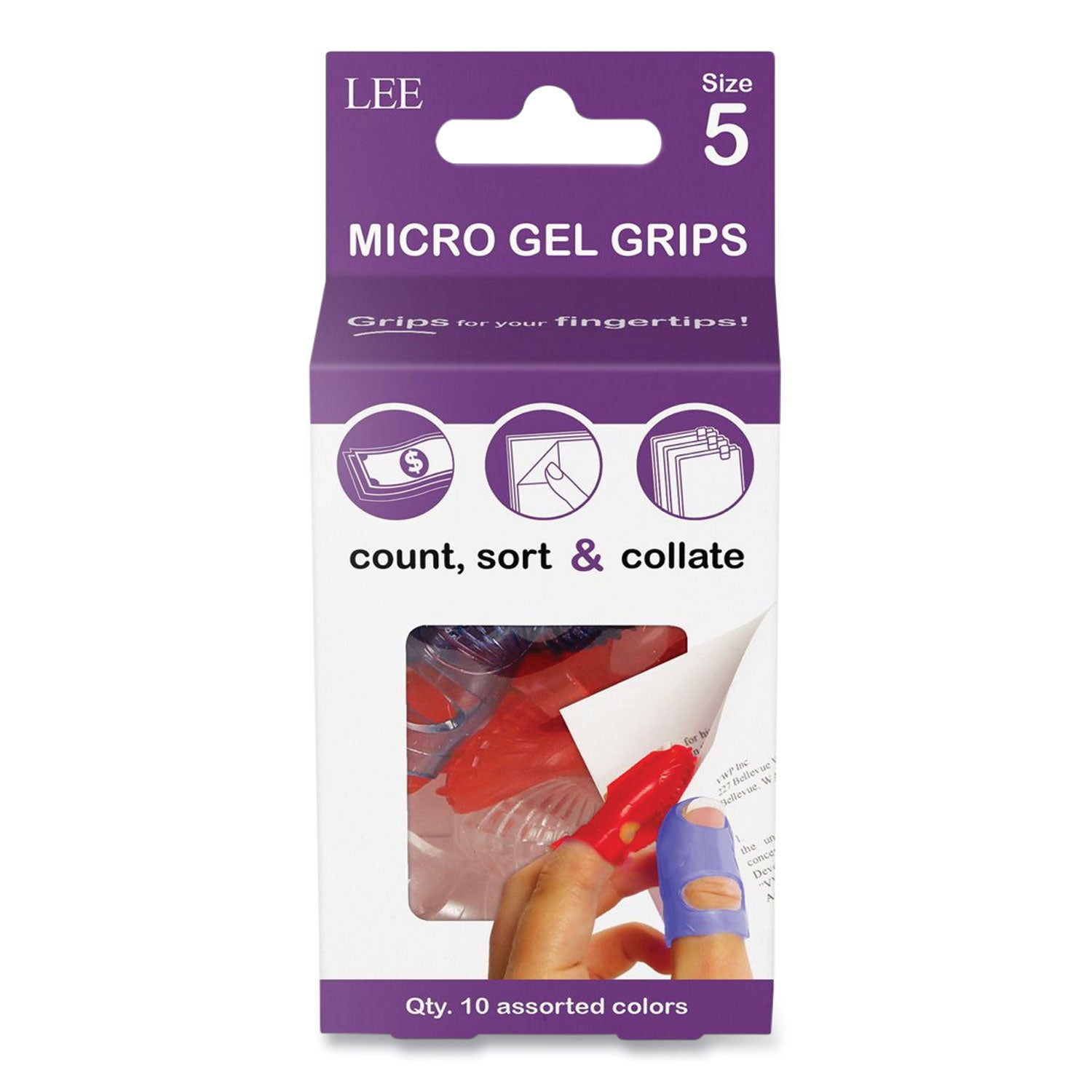 Tippi Micro-Gel Fingertip Grips, Size 5, Small, Assorted, 10/Pack -