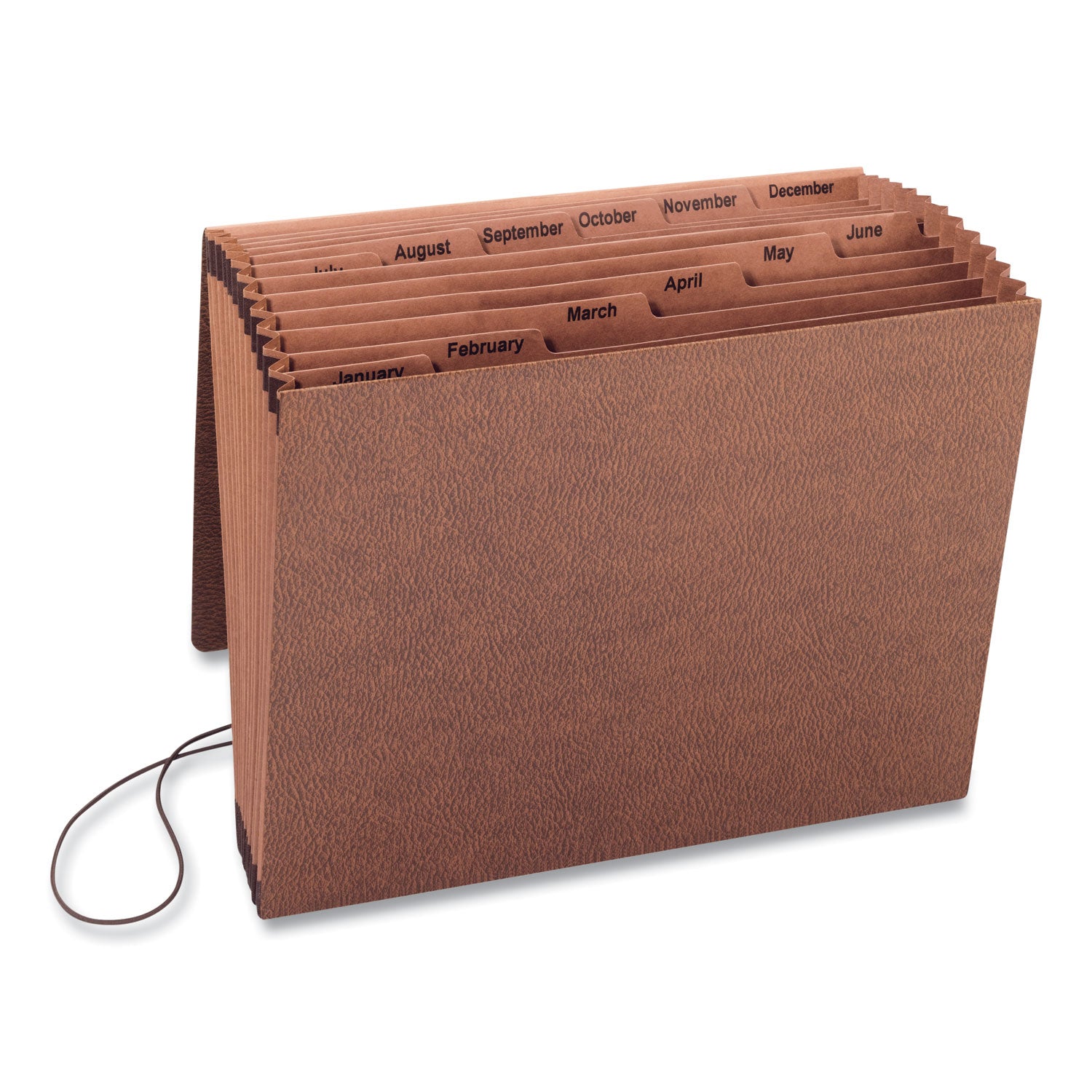 TUFF Expanding Wallet, 12 Sections, Elastic Cord Closure, 1/6-Cut Tabs, Letter Size, Redrope -