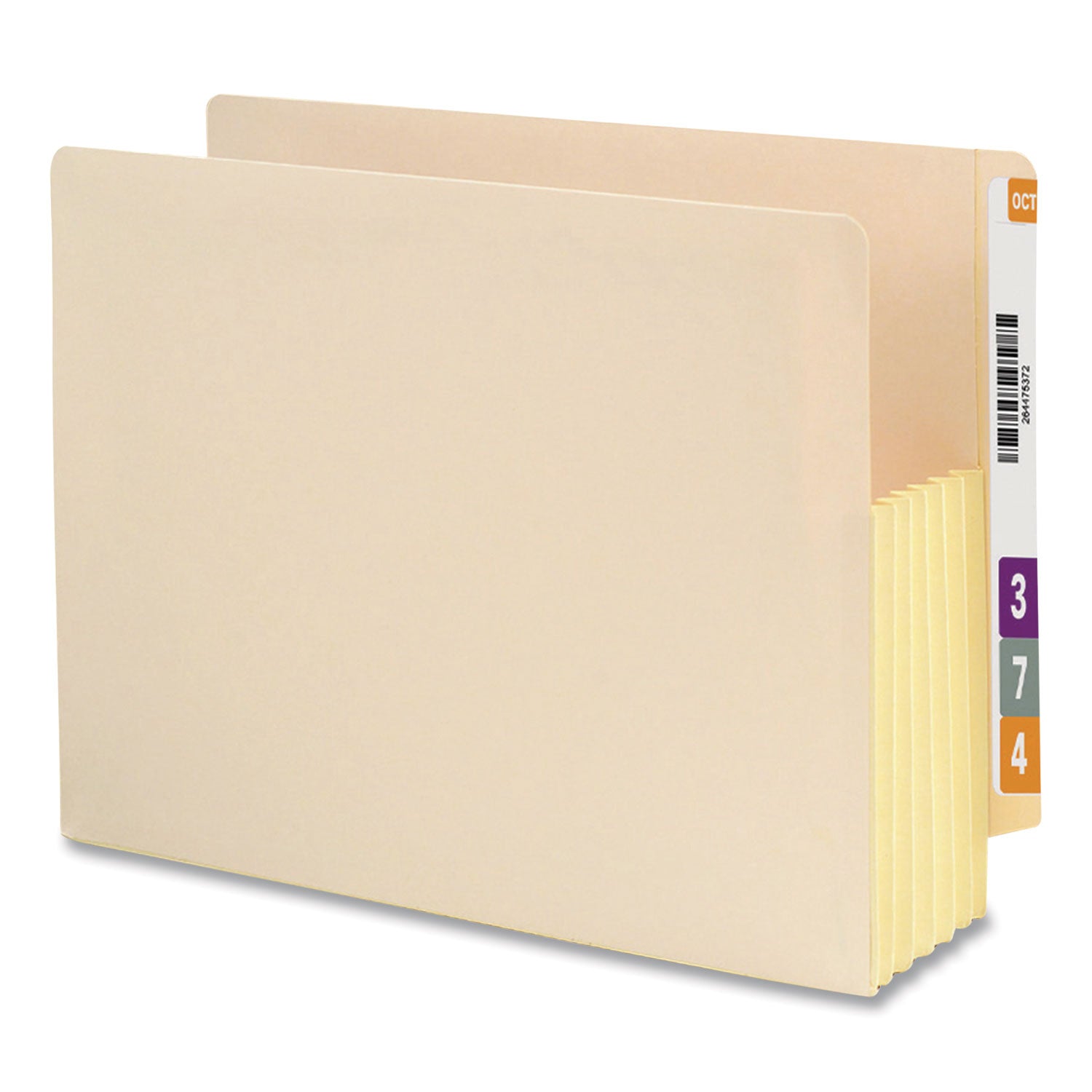 Manila End Tab File Pockets with Tyvek-Lined Gussets, 5.25" Expansion, Letter Size, Manila, 10/Box -